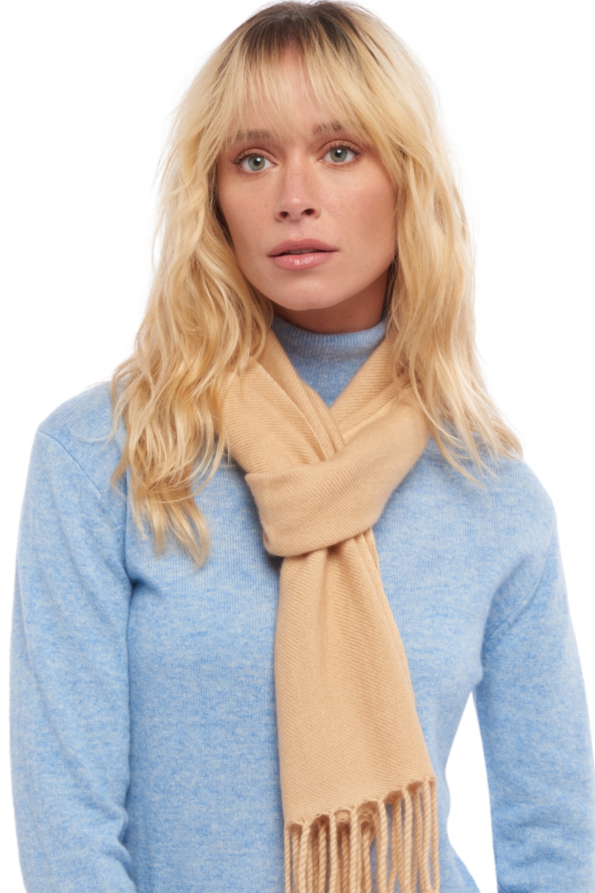 Cashmere accessories scarves mufflers kazu170 fawn 170 x 25 cm