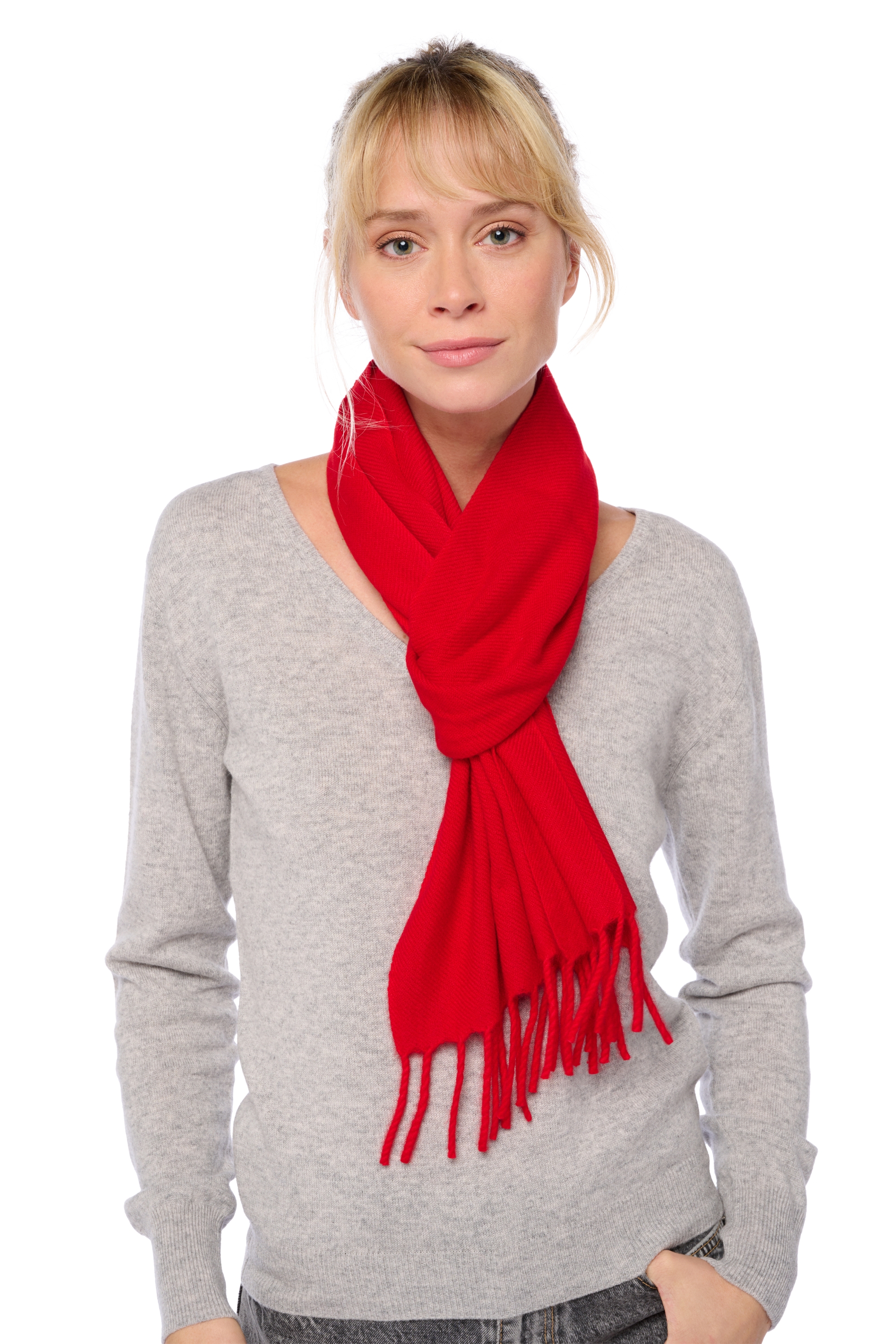 Cashmere accessories scarves mufflers kazu170 flashing red 170 x 25 cm