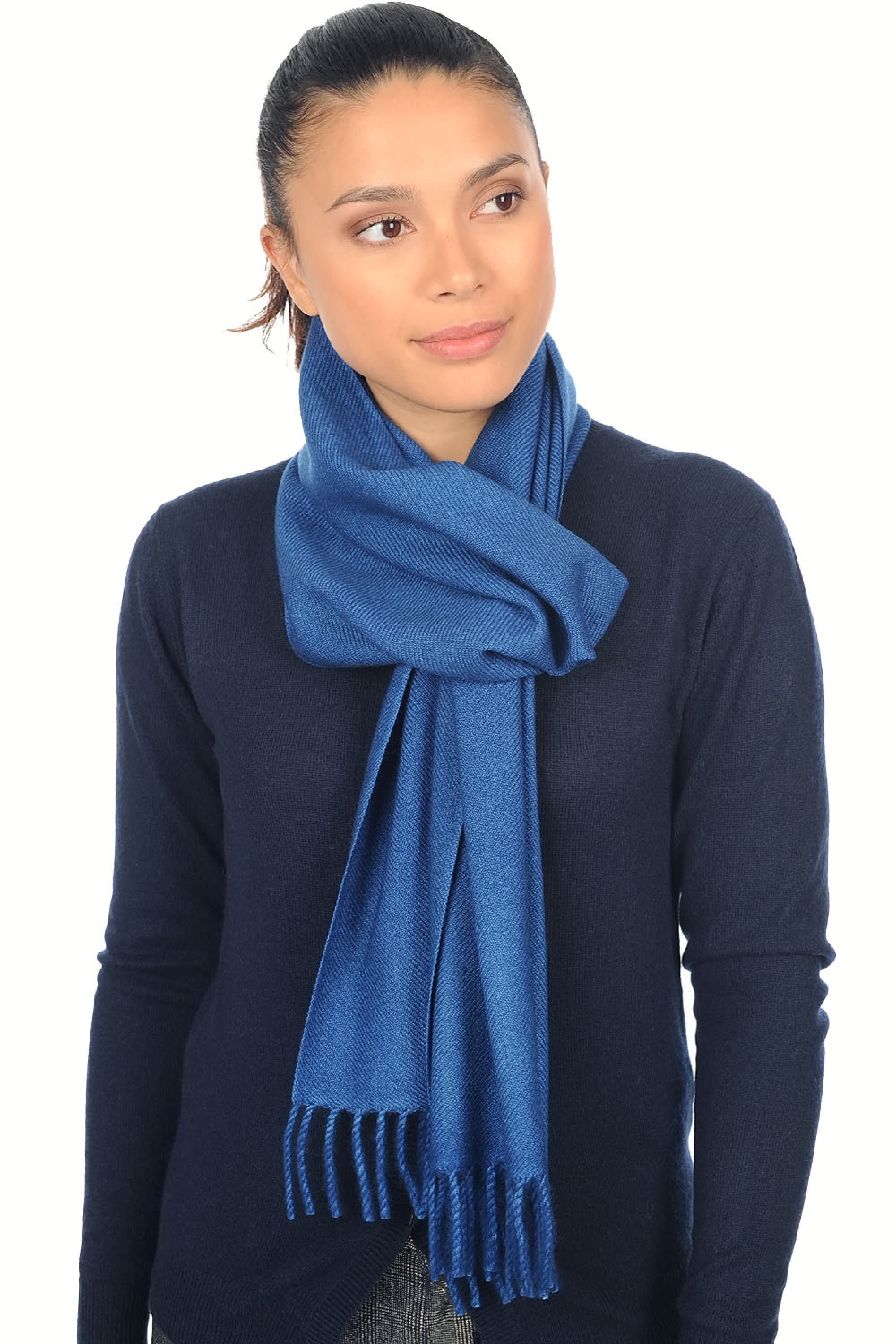 Cashmere accessories scarves mufflers kazu200 dark blue 200 x 35 cm