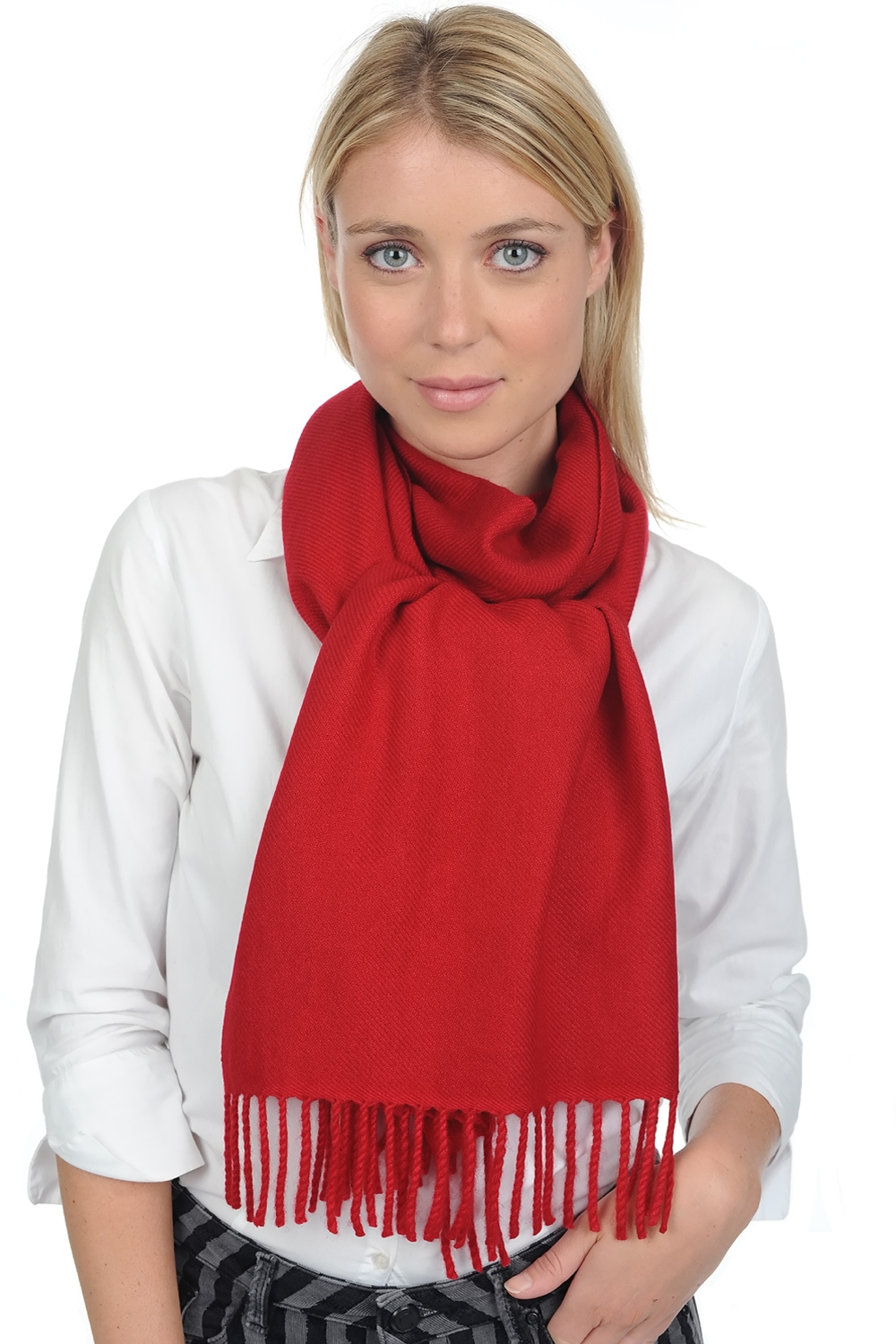 Cashmere accessories scarves mufflers kazu200 deep red 200 x 35 cm