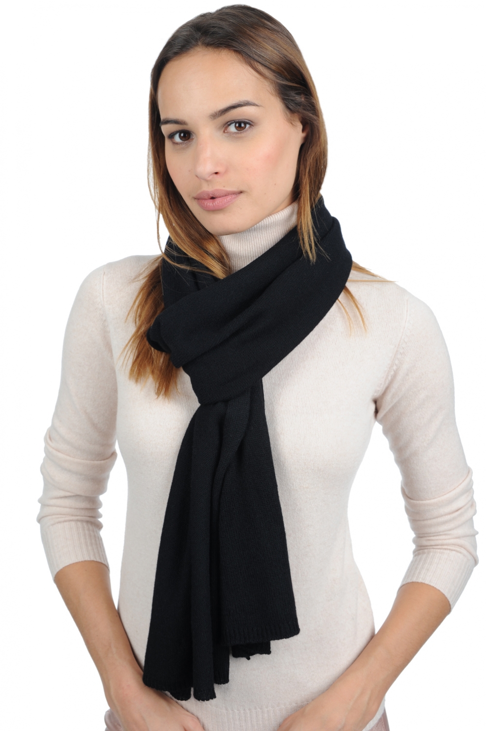 Cashmere accessories scarves mufflers miaou black 210 x 38 cm