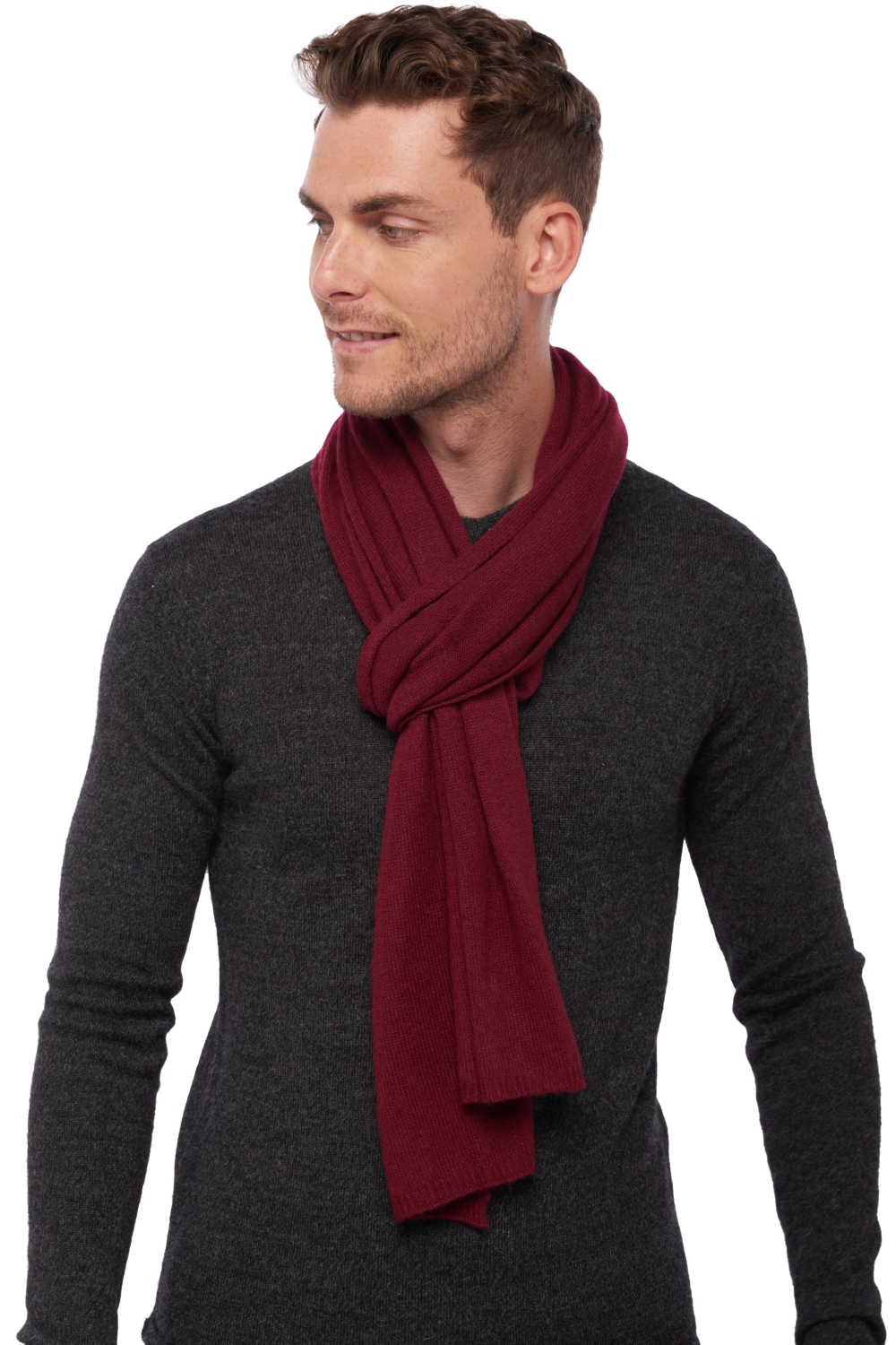 Cashmere accessories scarves mufflers miaou bordeaux 210 x 38 cm