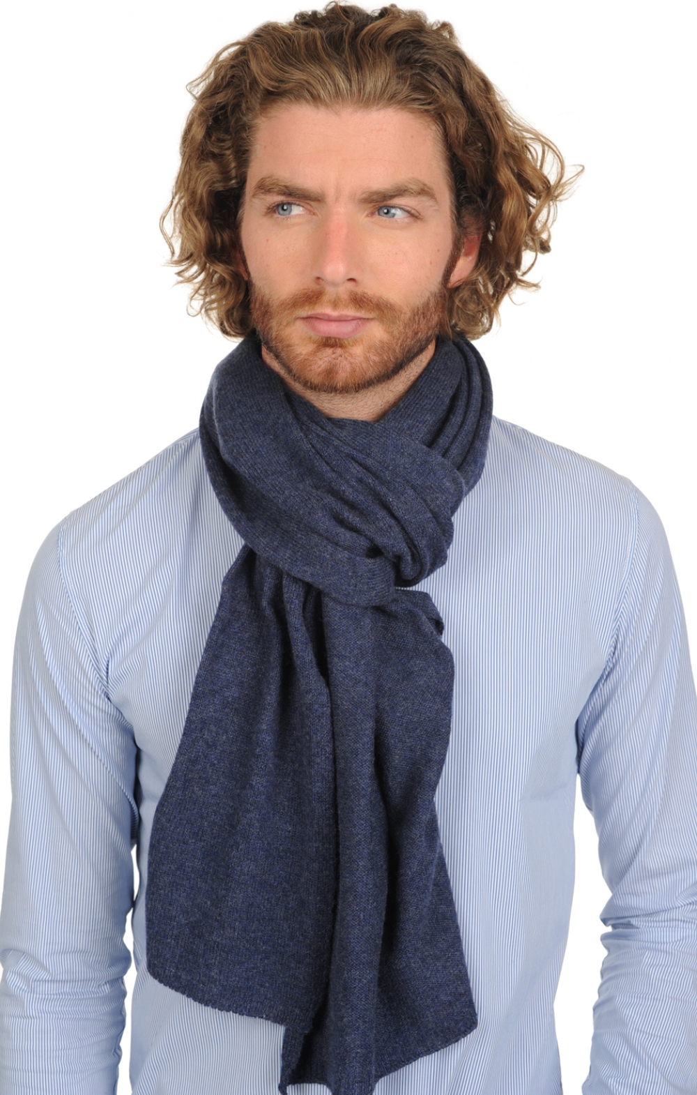 Cashmere accessories scarves mufflers miaou indigo 210 x 38 cm