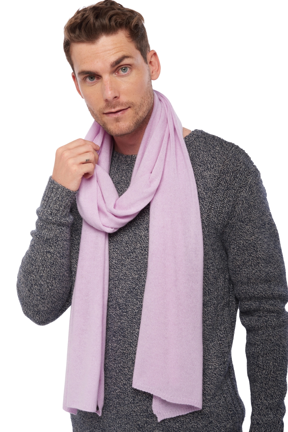 Cashmere accessories scarves mufflers miaou lilas 210 x 38 cm