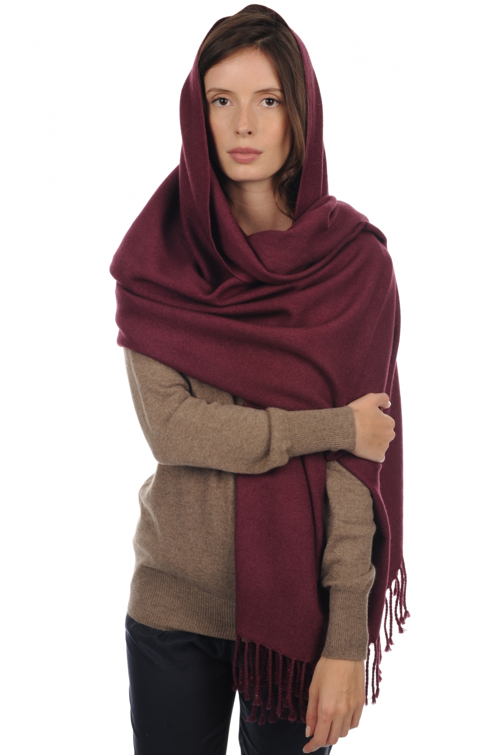 Cashmere accessories scarves mufflers niry prune 200x90cm
