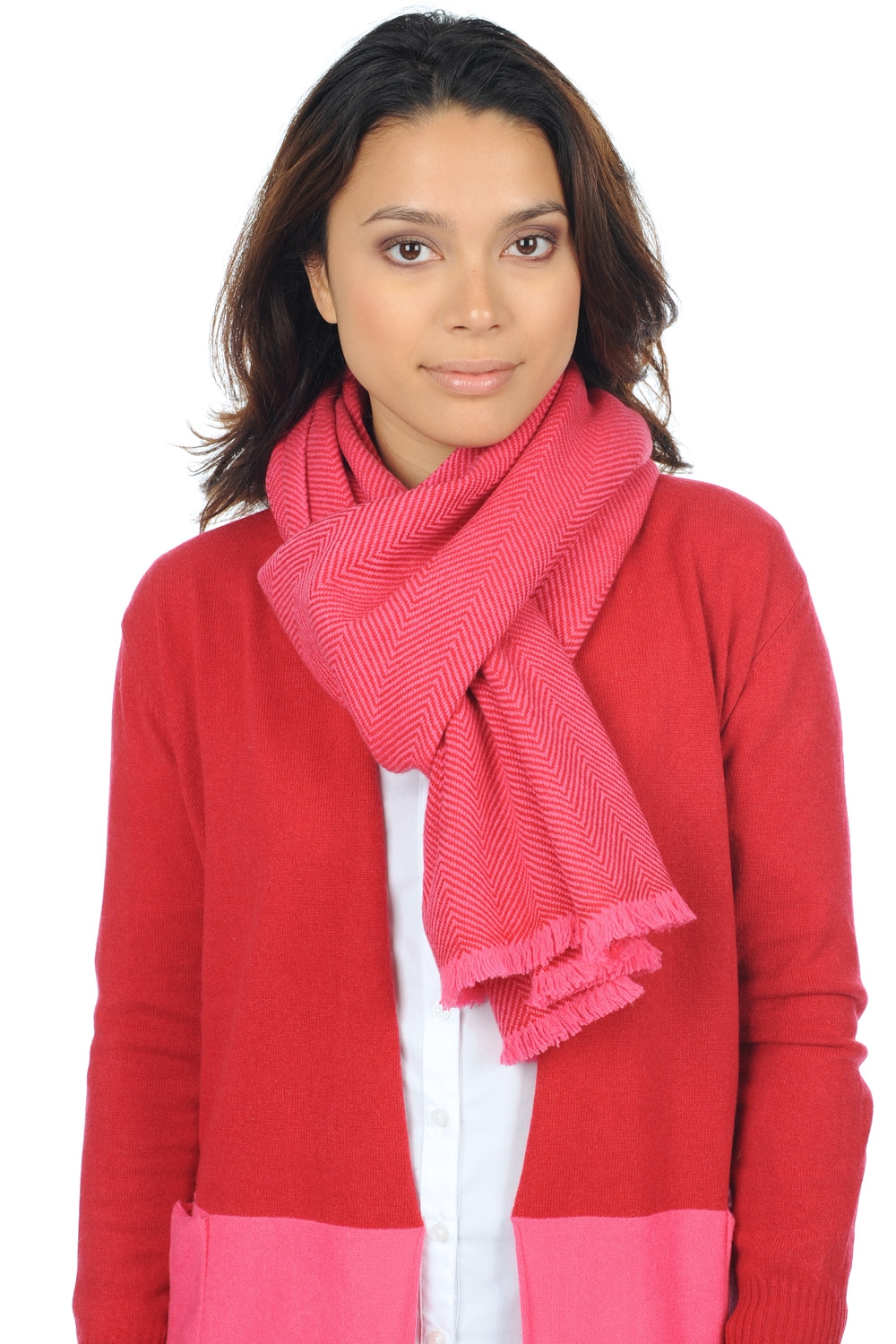 Cashmere accessories scarves mufflers orage shocking pink blood red 200 x 35 cm