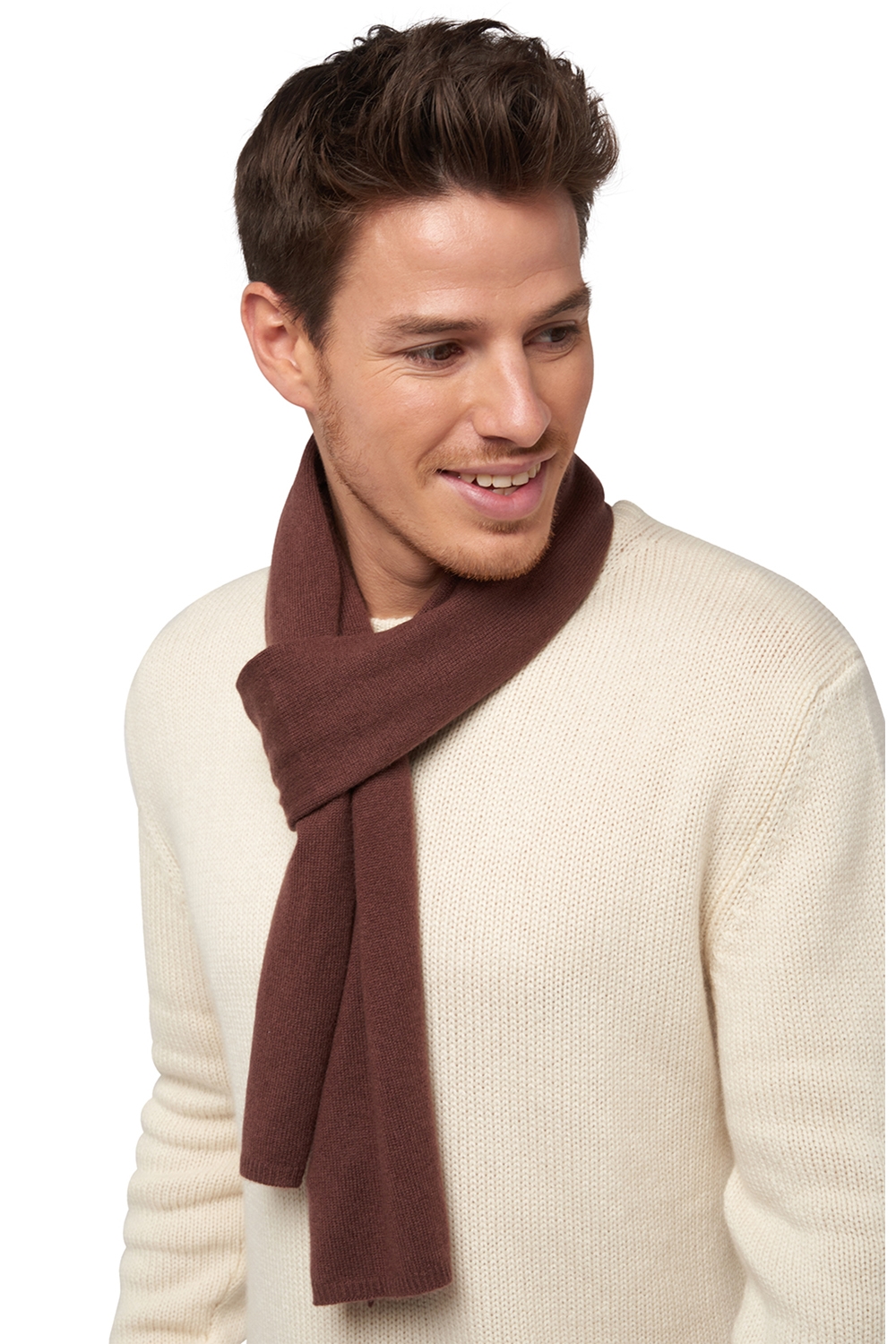 Cashmere accessories scarves mufflers ozone chocobrown 160 x 30 cm