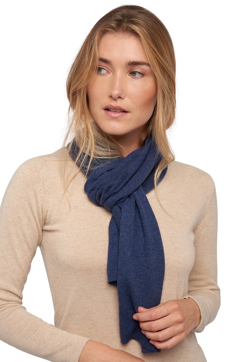 Cashmere accessories scarves mufflers ozone indigo 160 x 30 cm