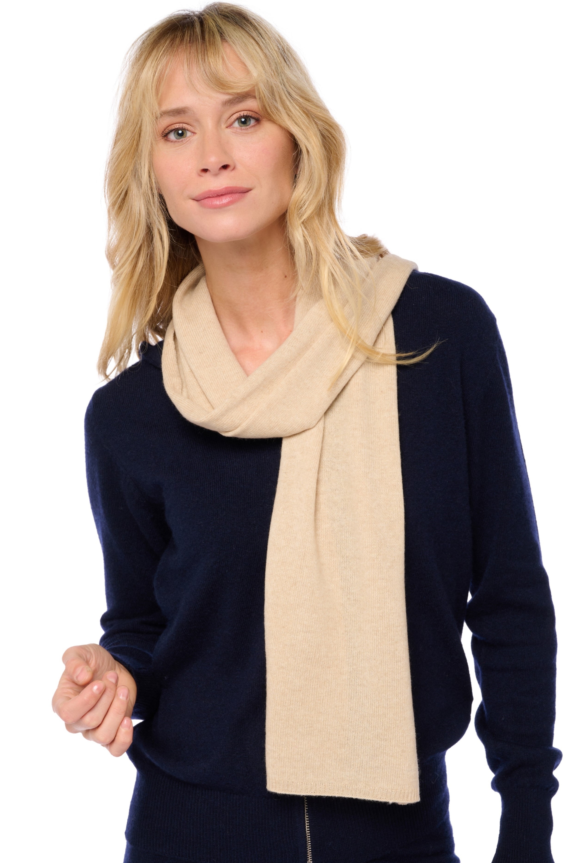 Cashmere accessories scarves mufflers ozone natural beige 160 x 30 cm