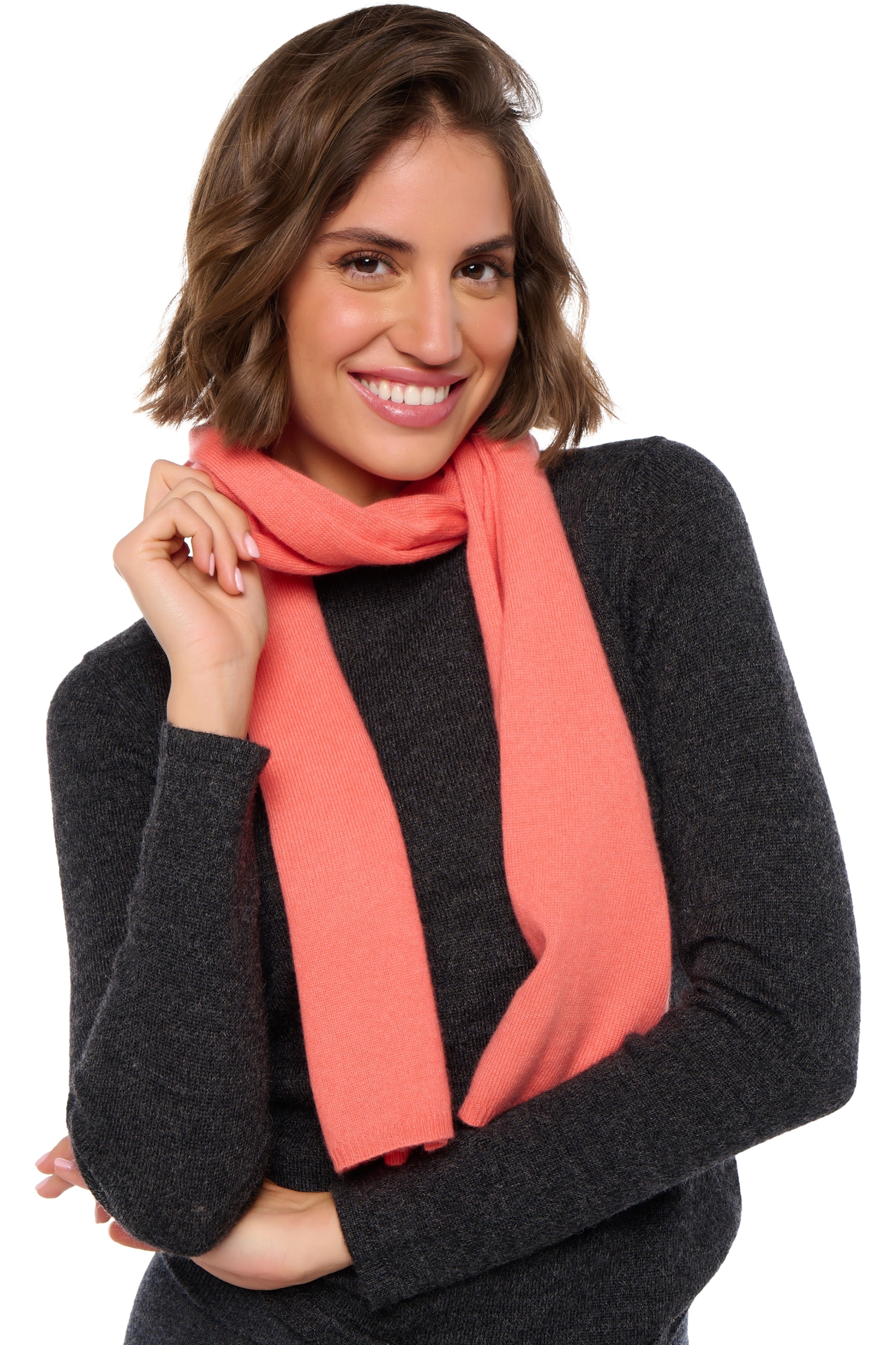 Cashmere accessories scarves mufflers ozone peach 160 x 30 cm