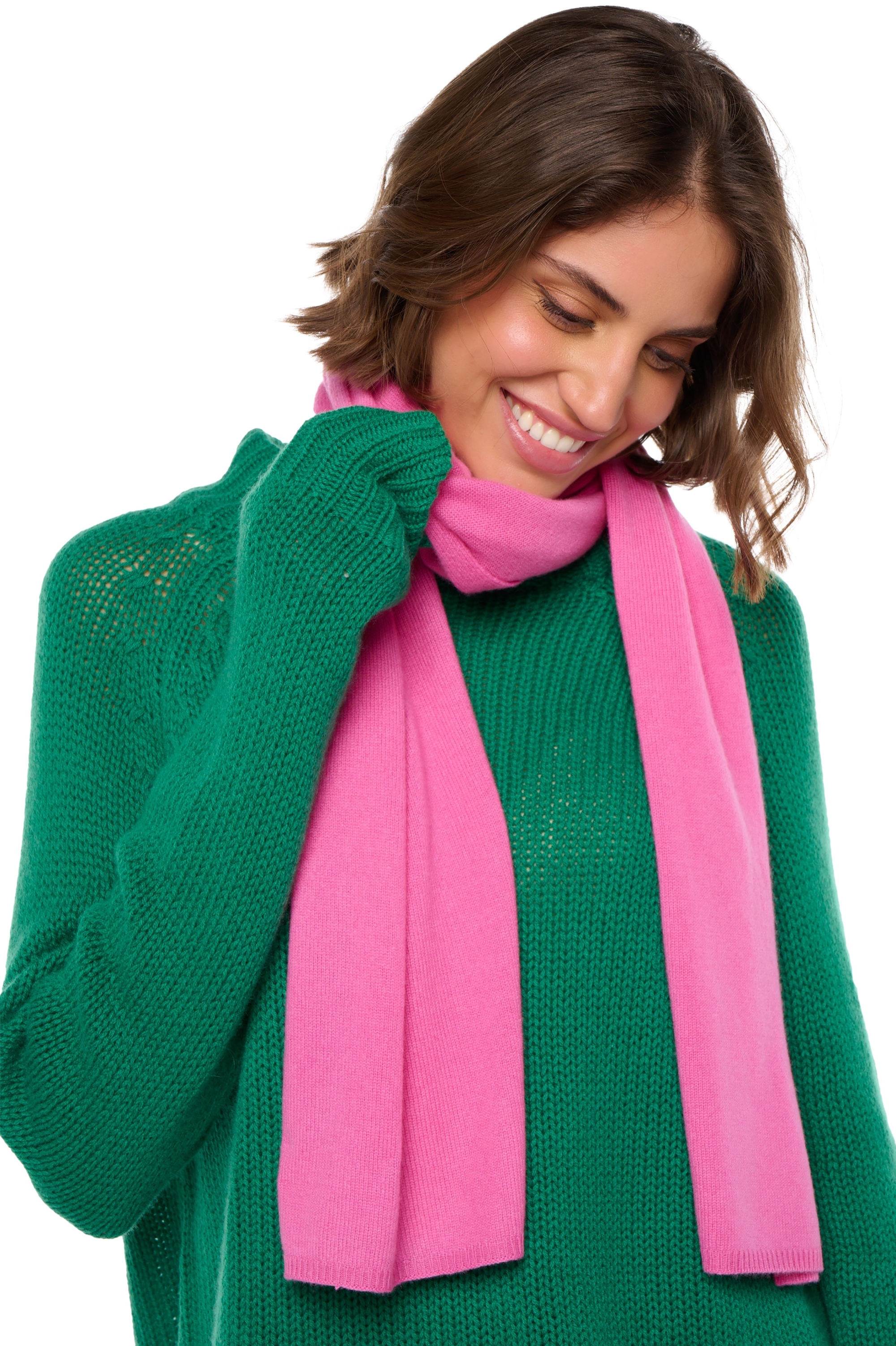 Cashmere accessories scarves mufflers ozone pink castle 160 x 30 cm