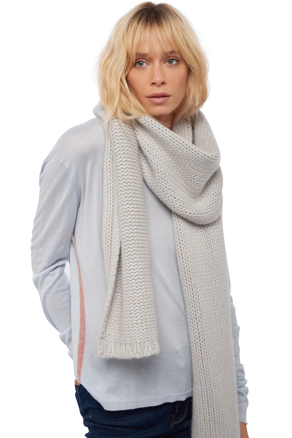 Cashmere accessories scarves mufflers venus ciel natural beige 200 x 38 cm