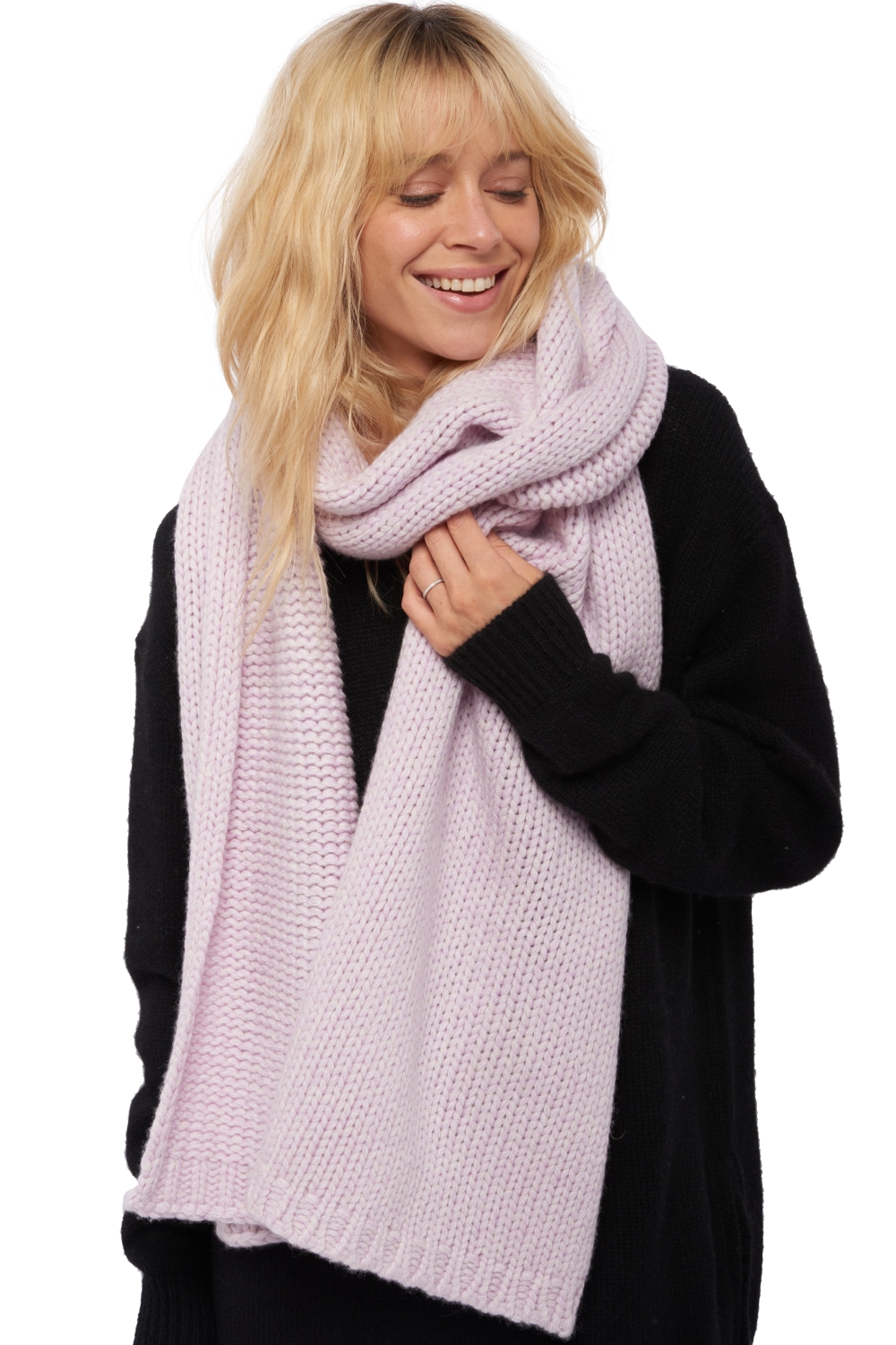Cashmere accessories scarves mufflers venus natural ecru lilas 200 x 38 cm