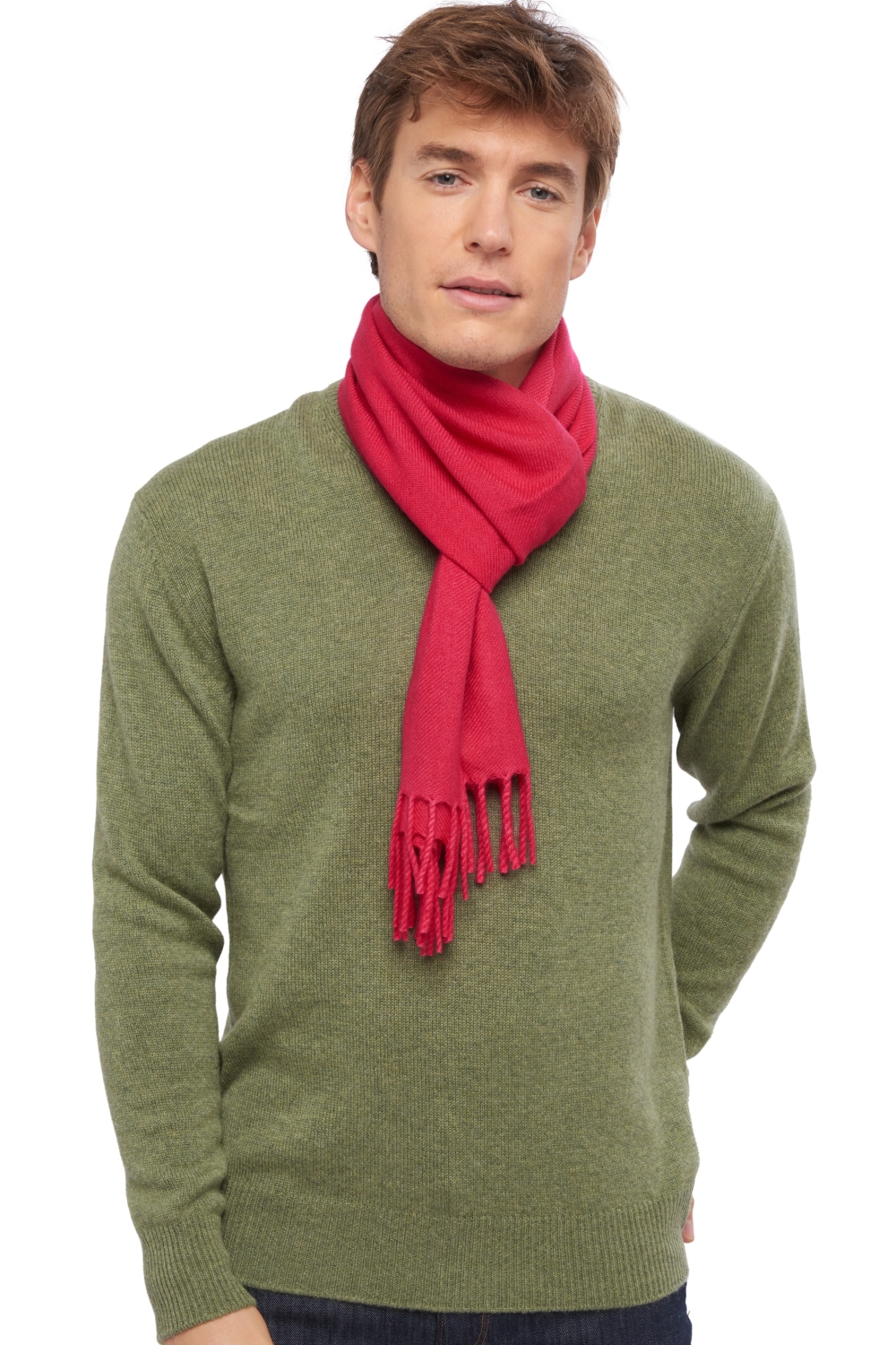 Cashmere accessories scarves mufflers zak170 bright rose 170 x 25 cm