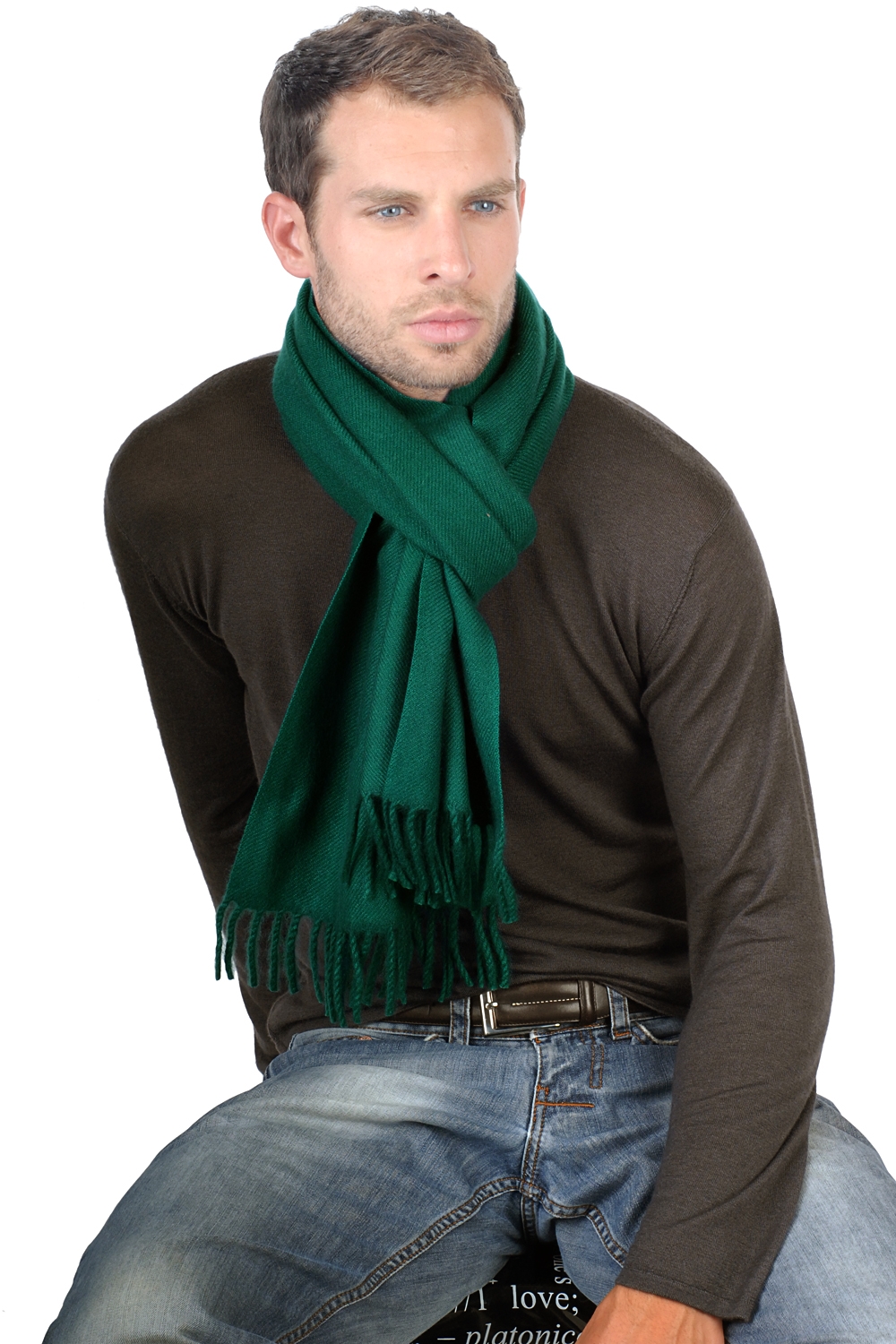 Cashmere accessories scarves mufflers zak170 forest green 170 x 25 cm