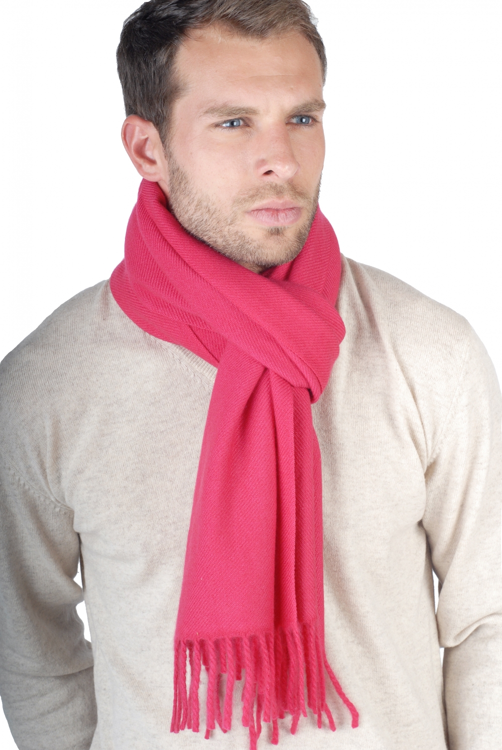 Cashmere accessories scarves mufflers zak200 bright rose 200 x 35 cm
