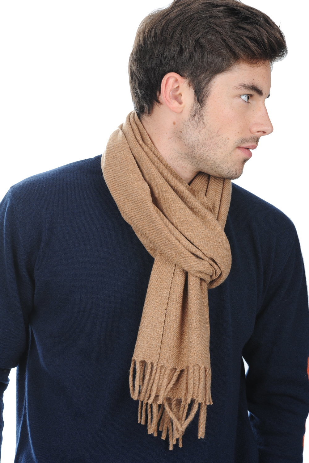 Cashmere accessories scarves mufflers zak200 camel chine 200 x 35 cm