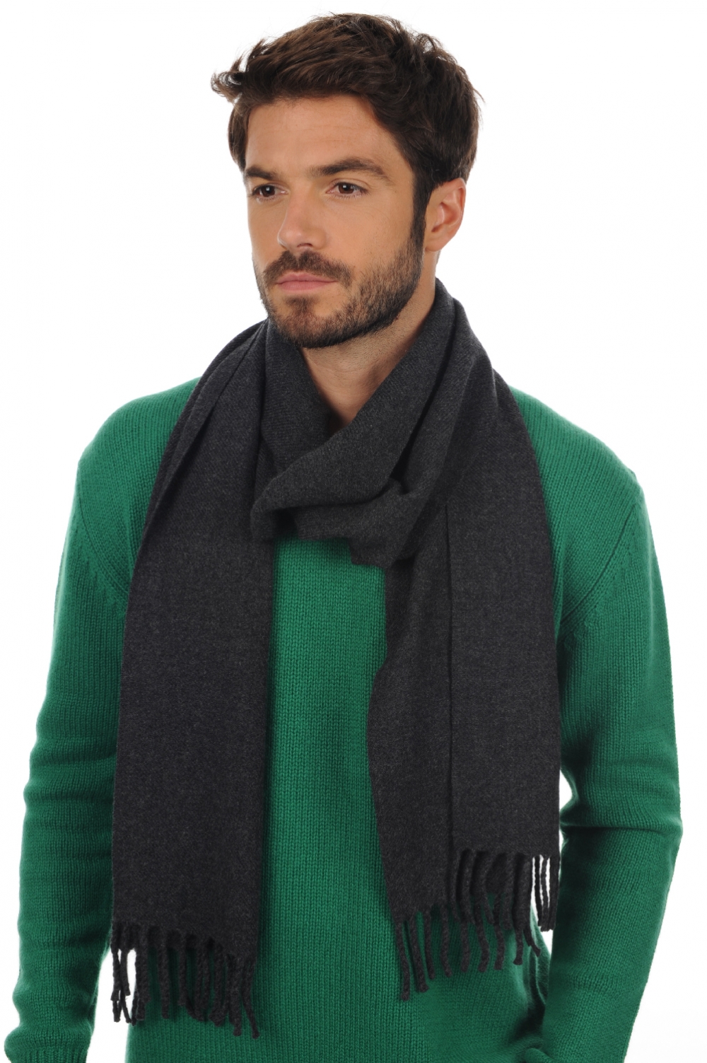 Cashmere accessories scarves mufflers zak200 charcoal marl 200 x 35 cm