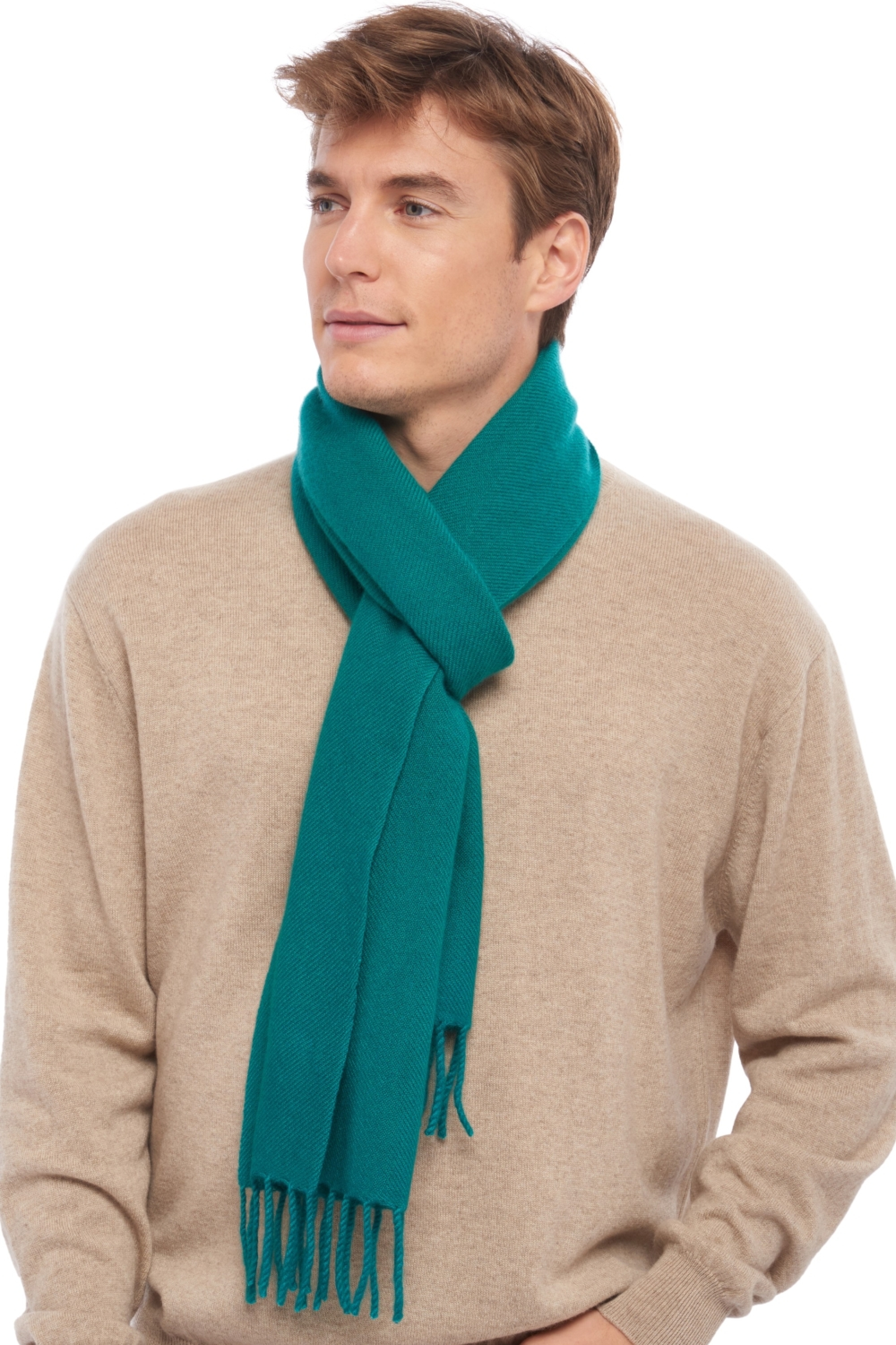 Cashmere accessories scarves mufflers zak200 forest green 200 x 35 cm