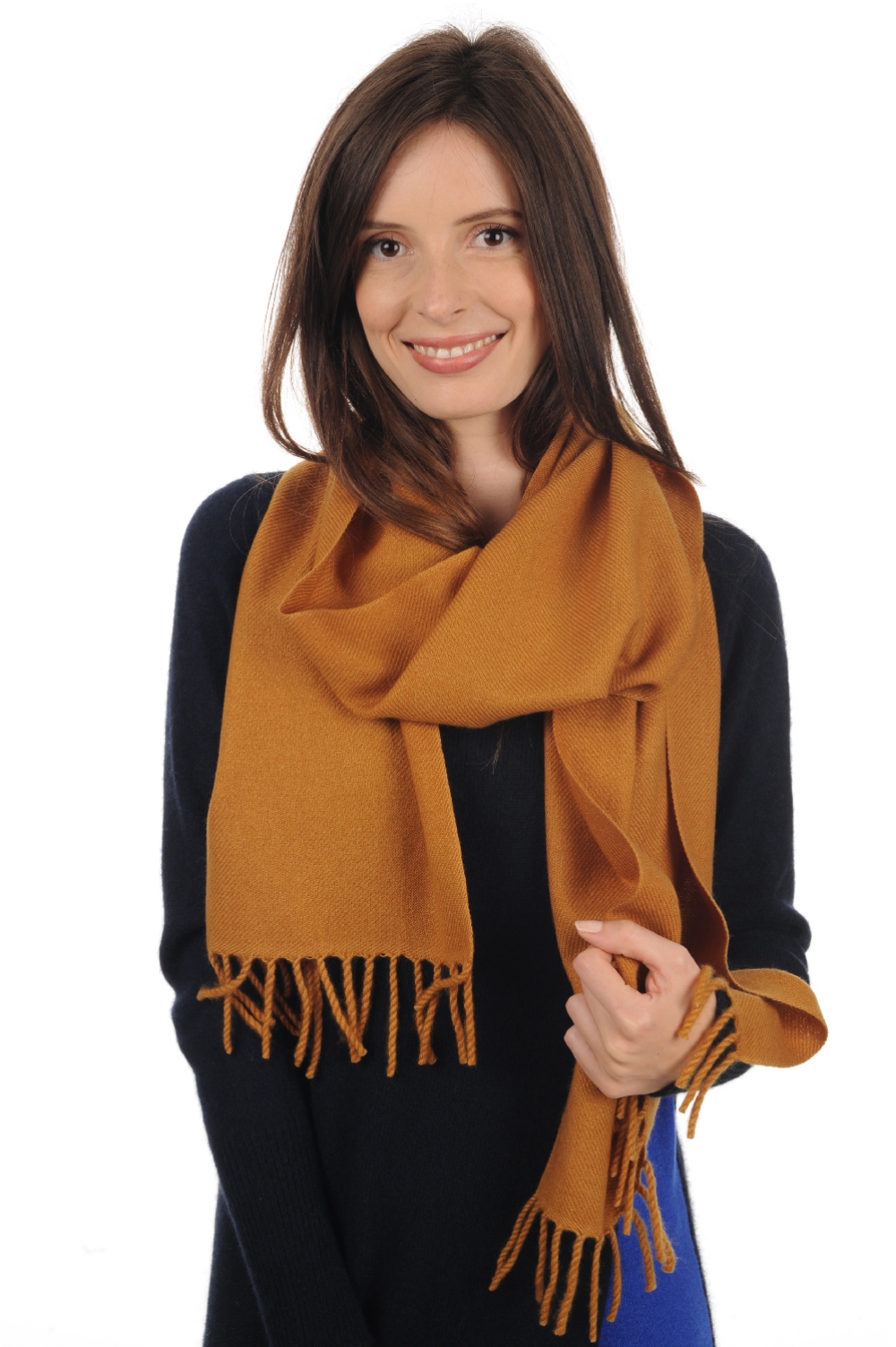 Cashmere accessories scarves mufflers zak200 peanut butter 200 x 35 cm