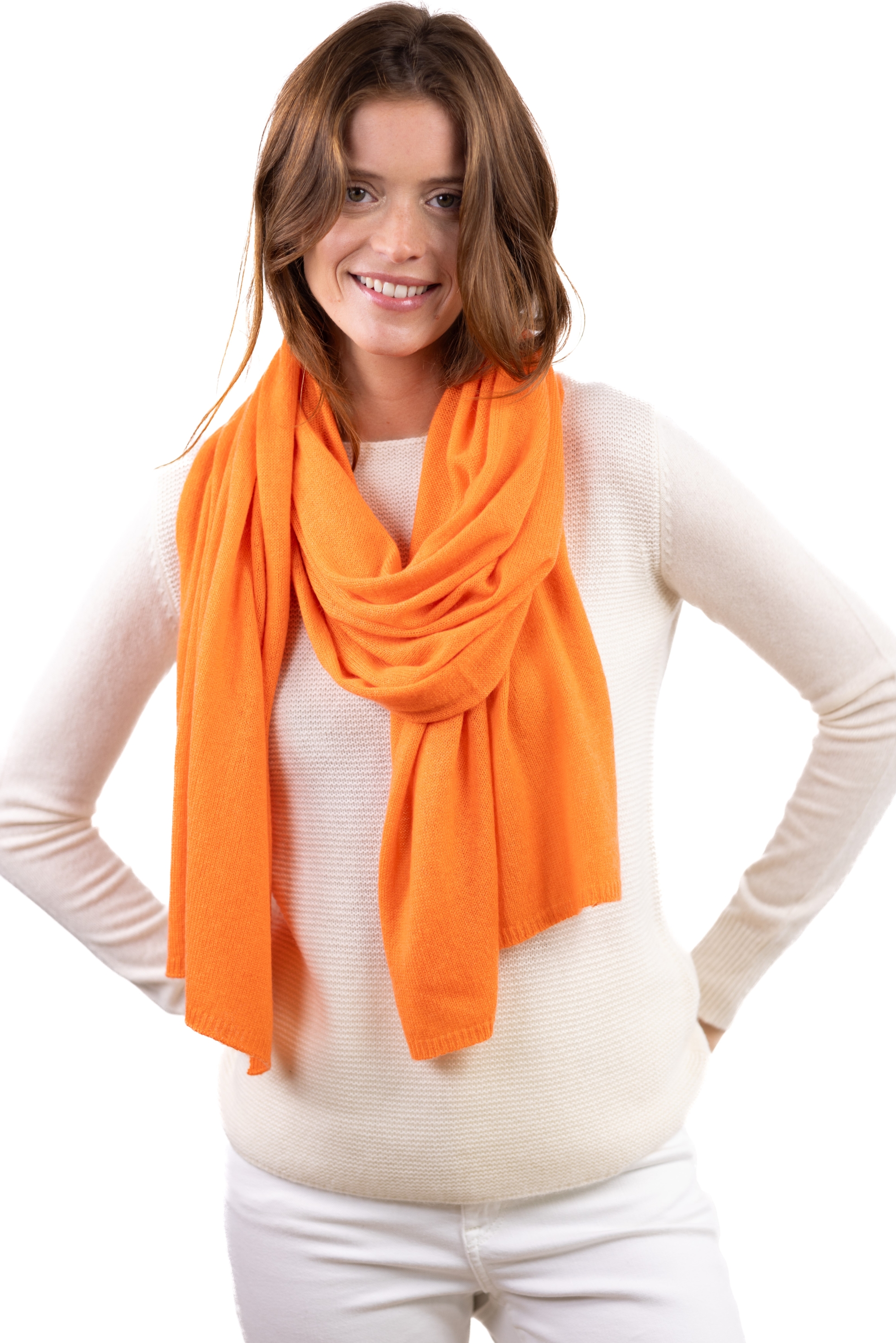 Cashmere accessories scarves mufflers zory nectarine 200 x 50 cm