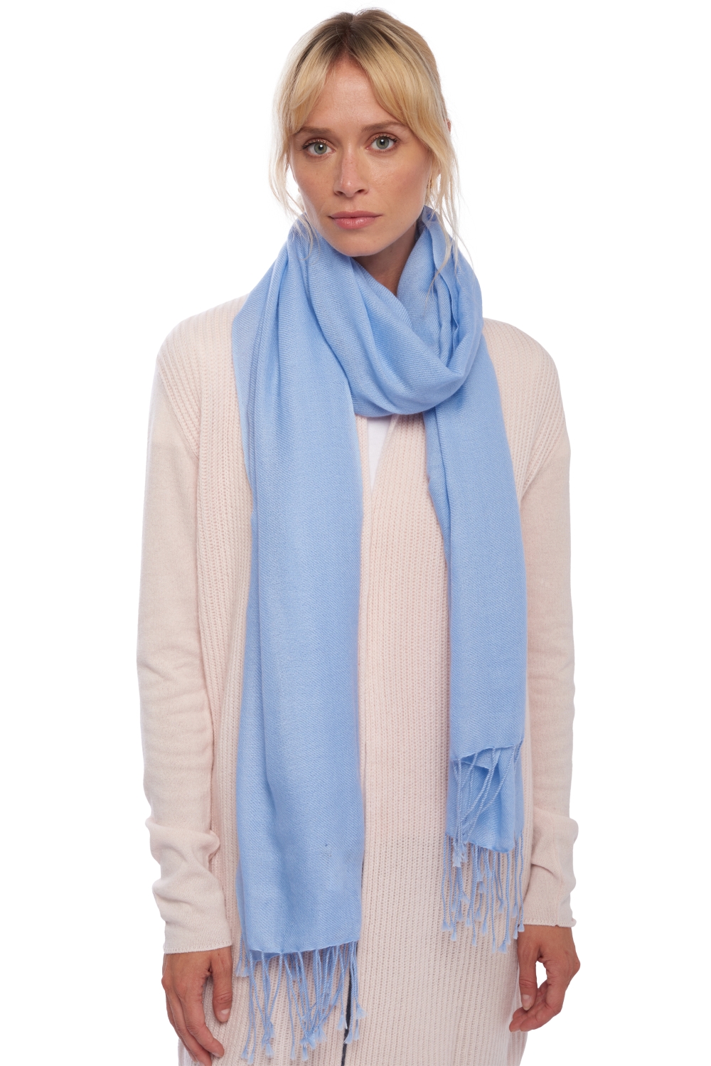 Cashmere accessories shawls diamant blue sky 204 cm x 92 cm