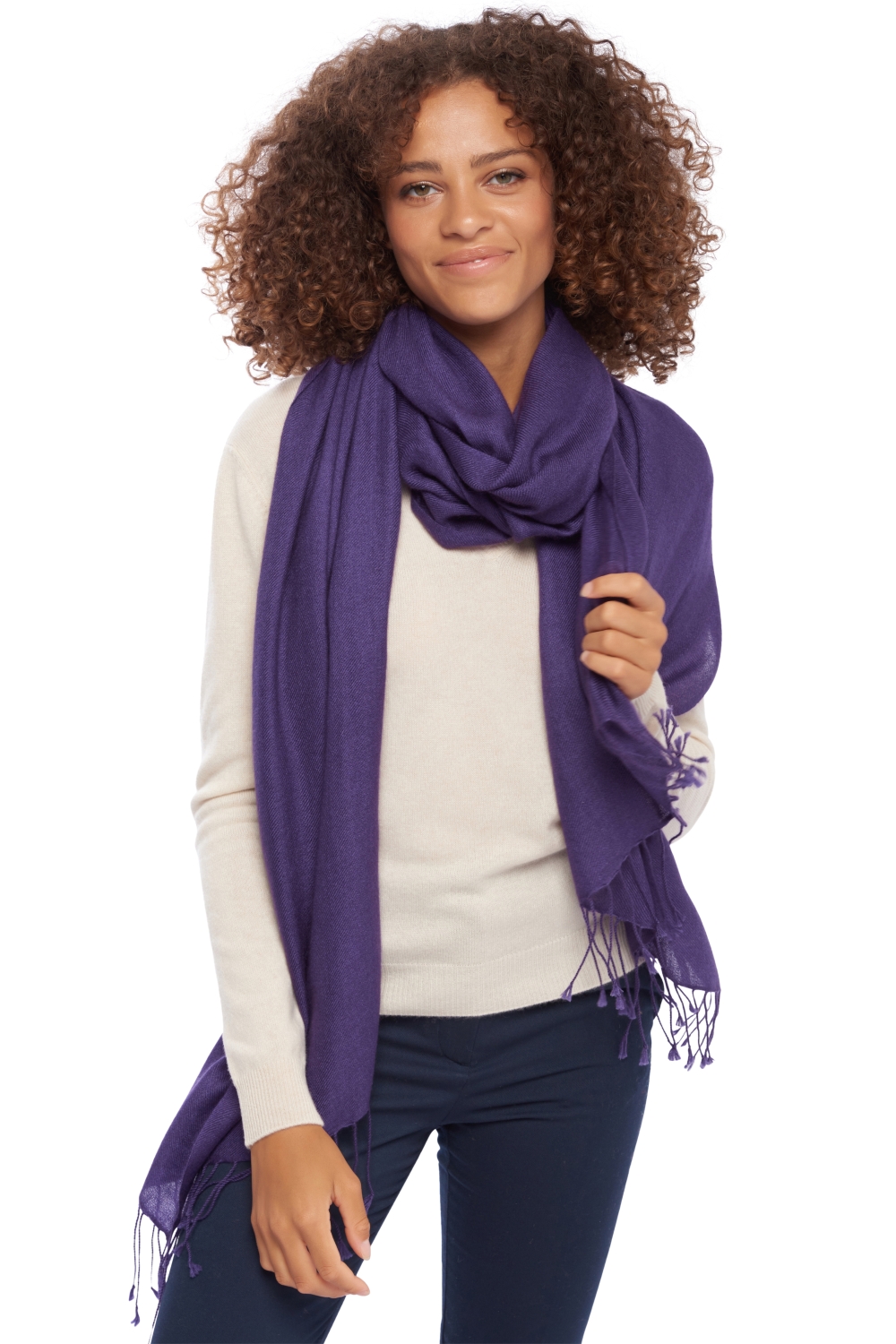 Cashmere accessories shawls diamant mulberry purple 201 cm x 71 cm