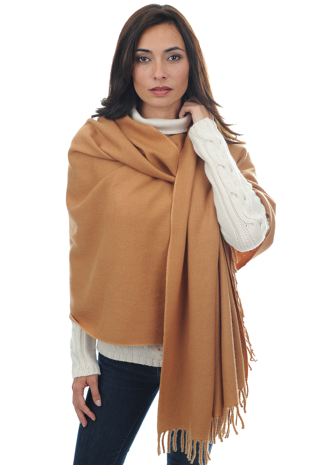 Cashmere accessories shawls niry camel 200x90cm
