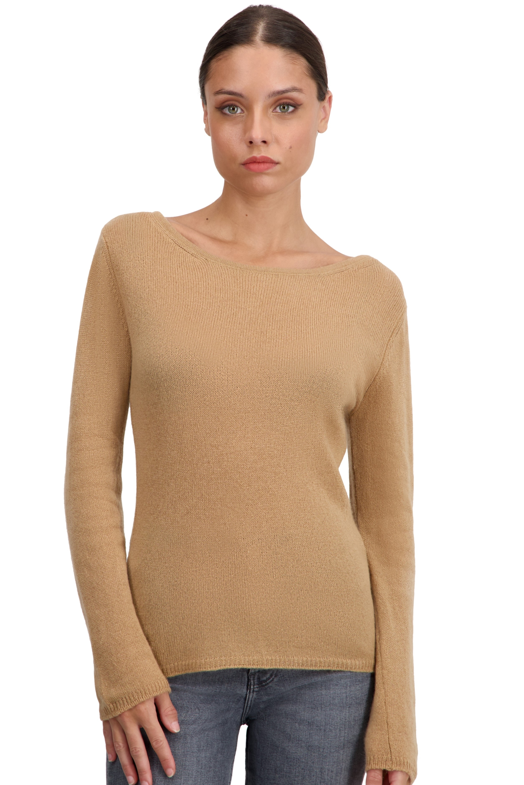 Cashmere ladies basic sweaters at low prices caleen camel 4xl