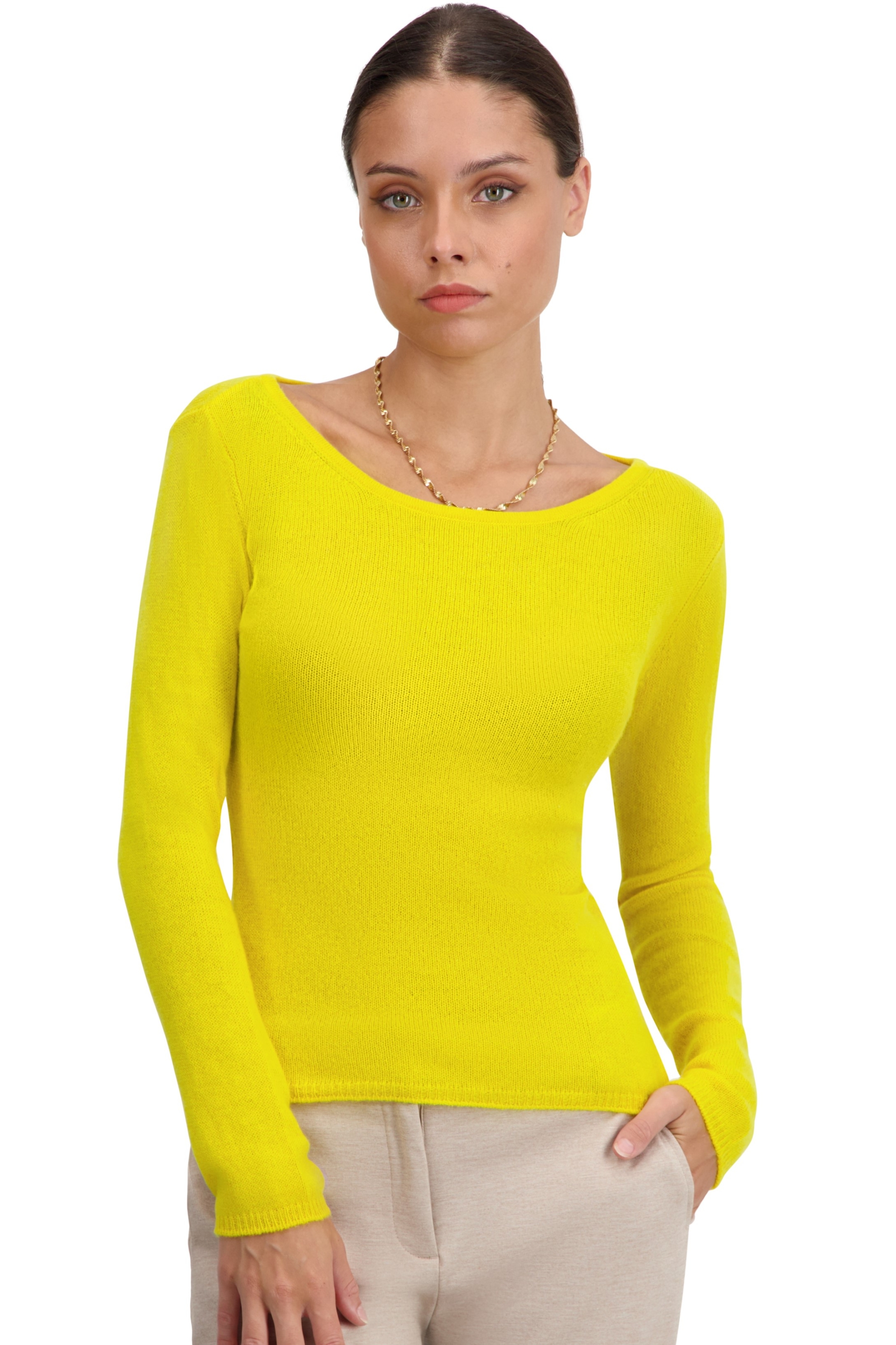 Cashmere ladies basic sweaters at low prices caleen cyber yellow 4xl