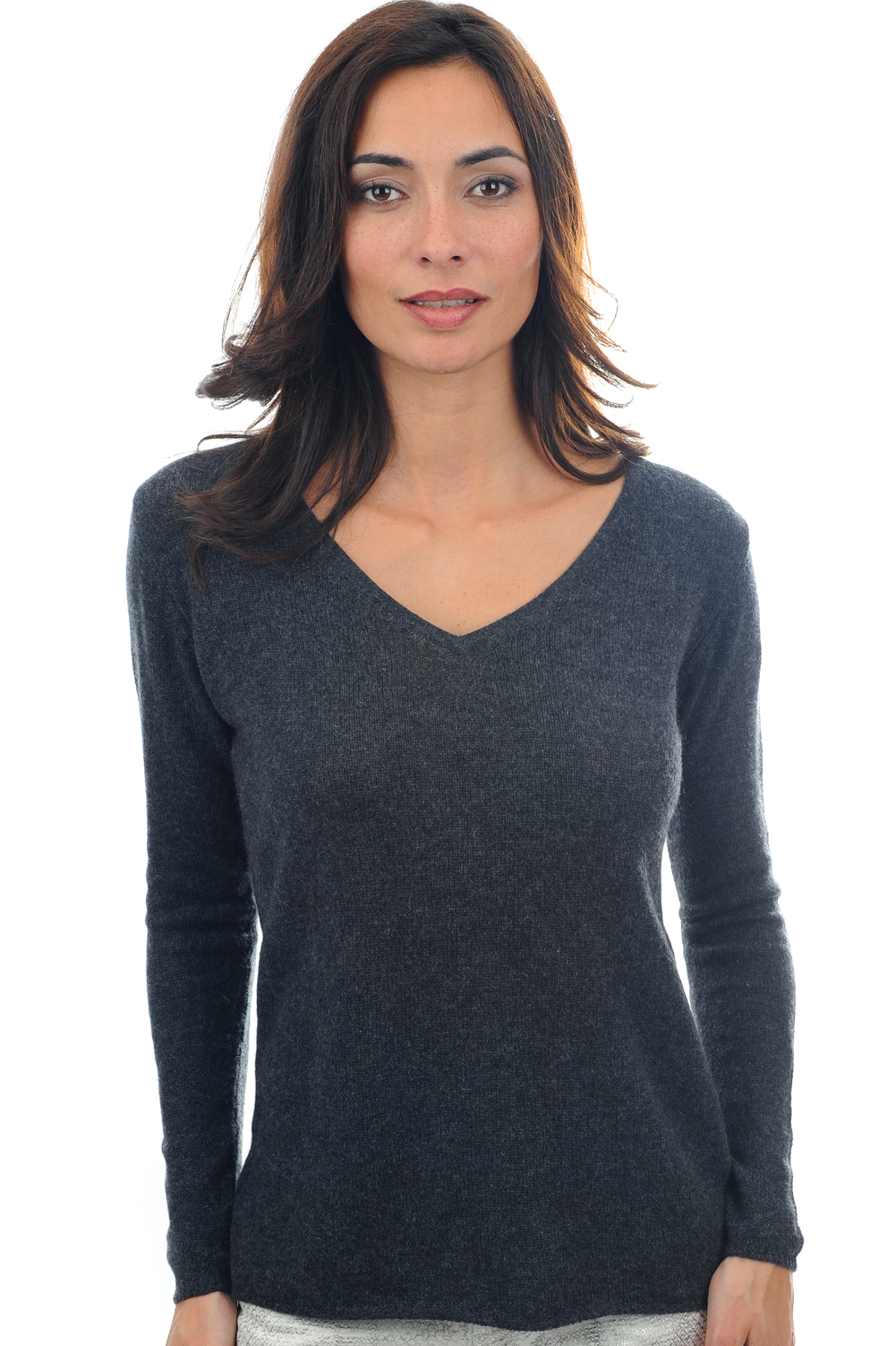 Cashmere ladies basic sweaters at low prices flavie charcoal marl m