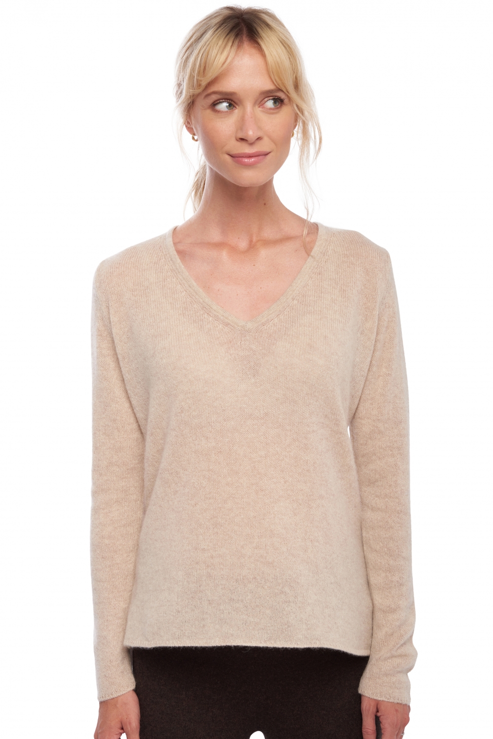 Cashmere ladies basic sweaters at low prices flavie natural beige m