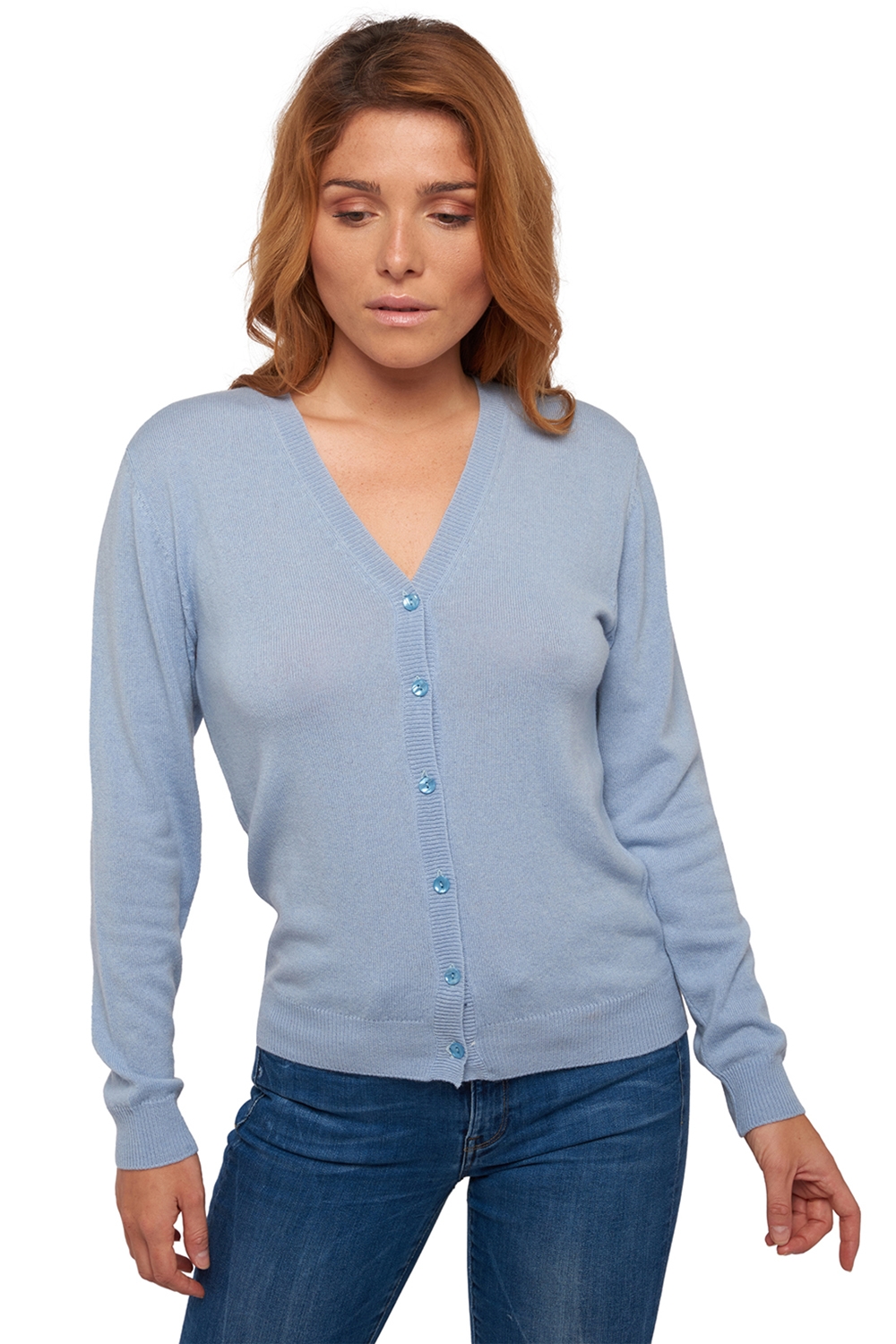 Cashmere ladies basic sweaters at low prices taline sky blue m