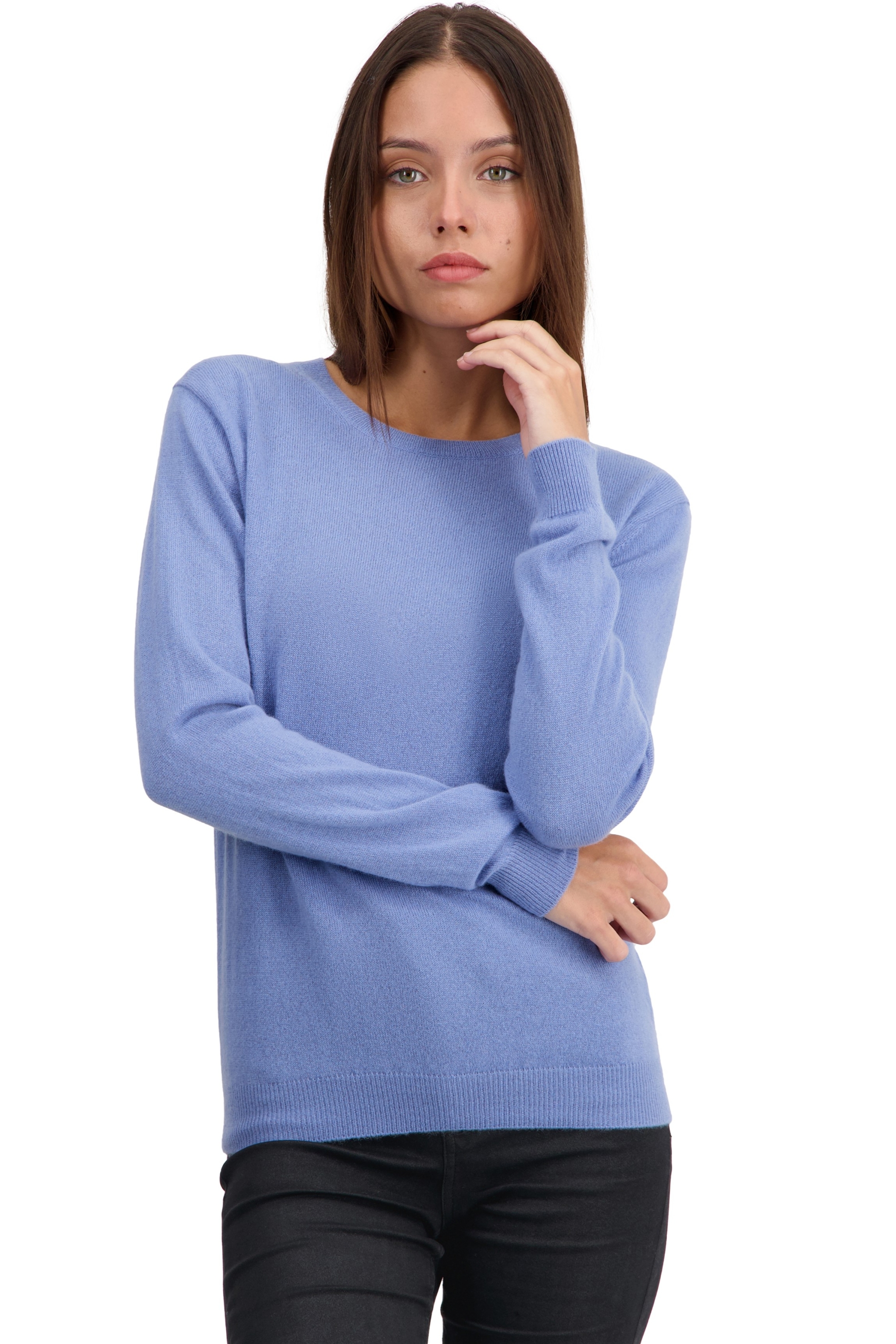 Cashmere ladies basic sweaters at low prices thalia first light blue m