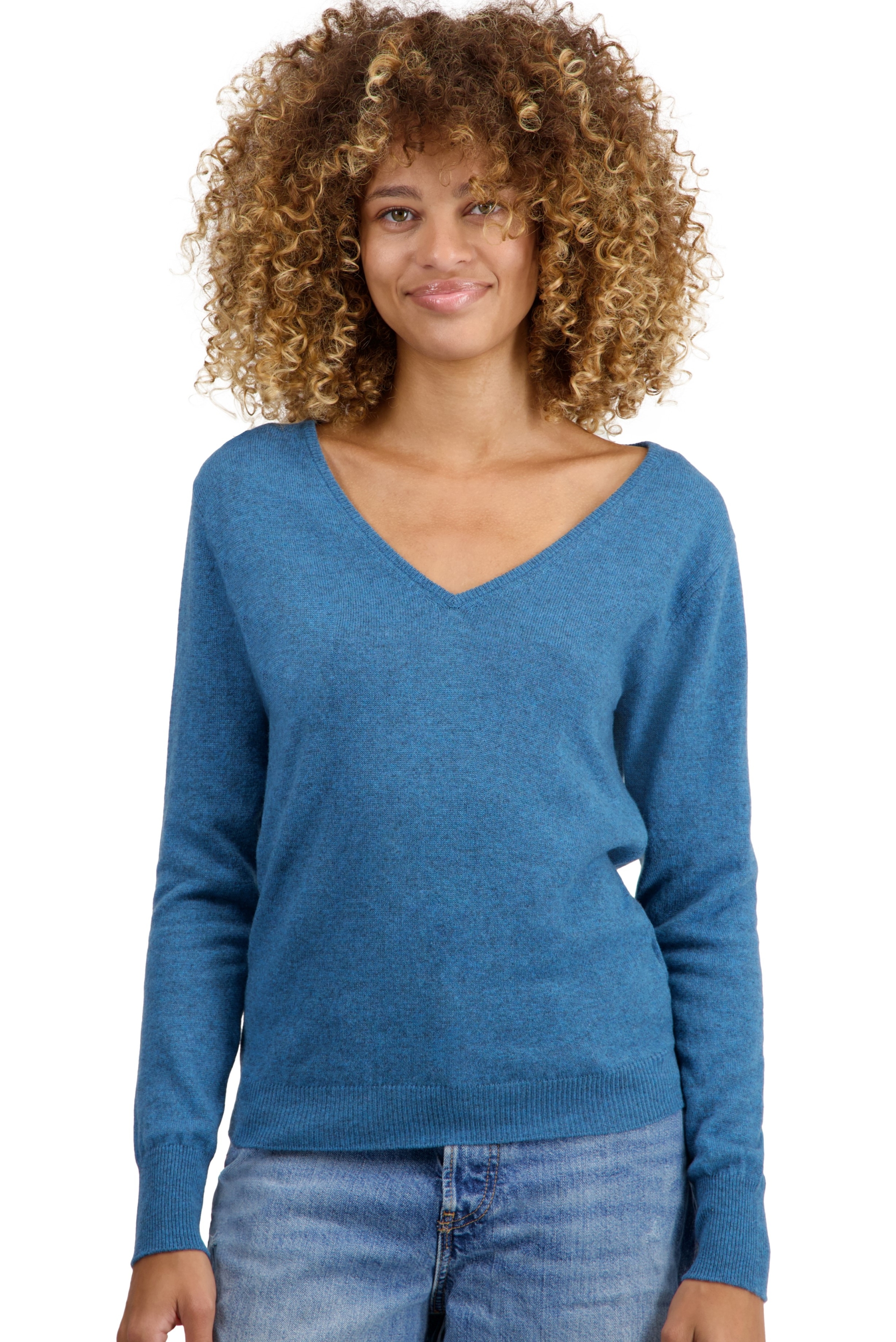 Cashmere ladies basic sweaters at low prices trieste first manor blue xl
