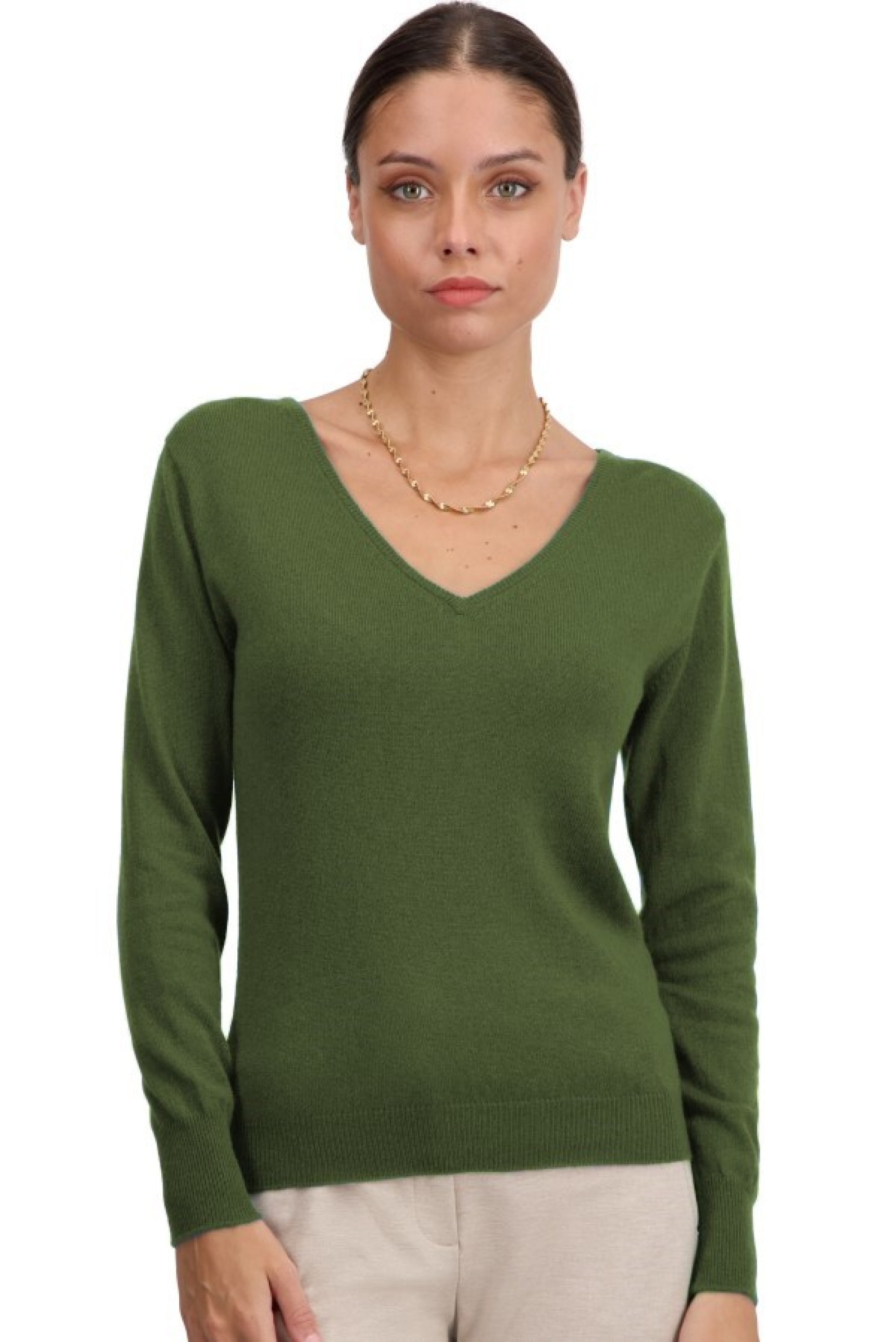 Cashmere ladies basic sweaters at low prices trieste first olive 2xl
