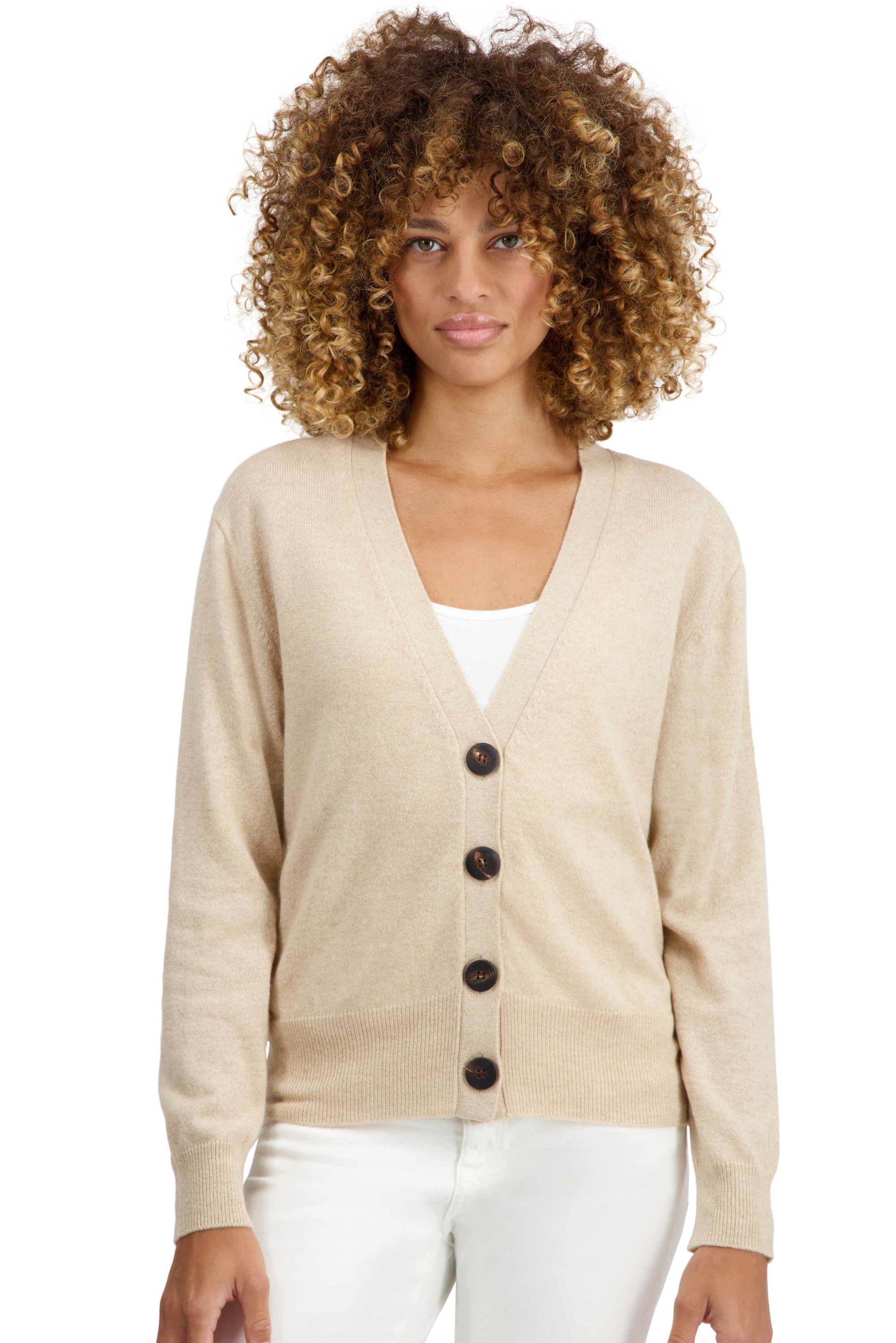 Cashmere ladies cardigans talitha natural beige xs
