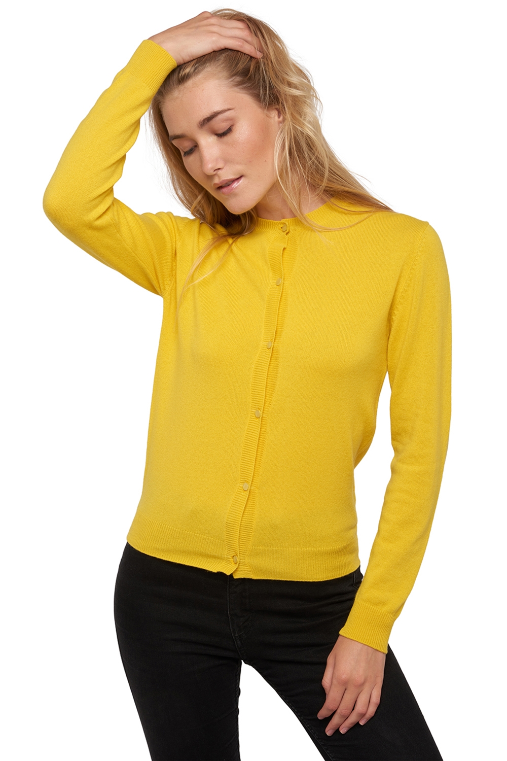 Cashmere ladies cardigans tyra first sunny yellow 2xl