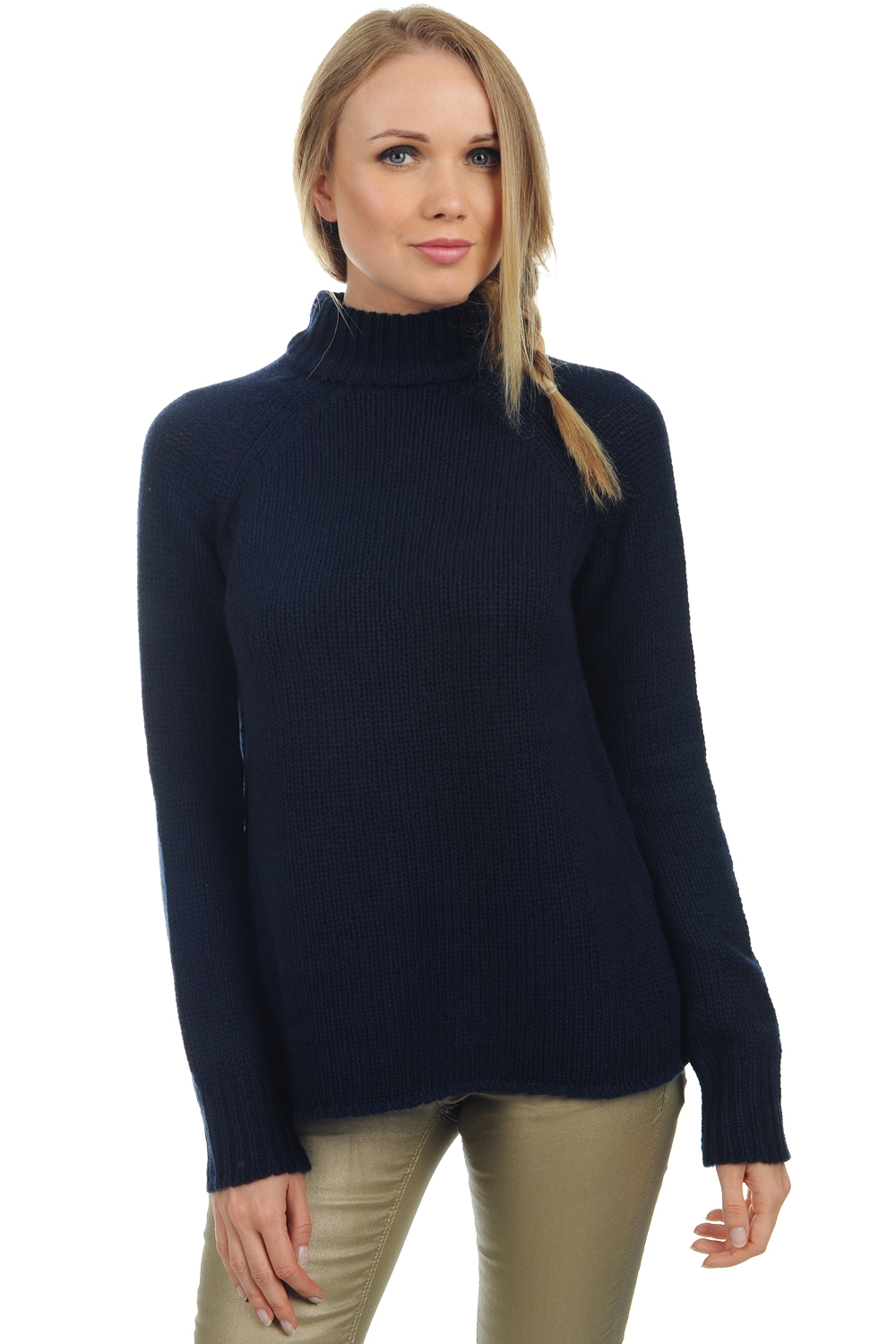 Cashmere ladies chunky sweater louisa dress blue s