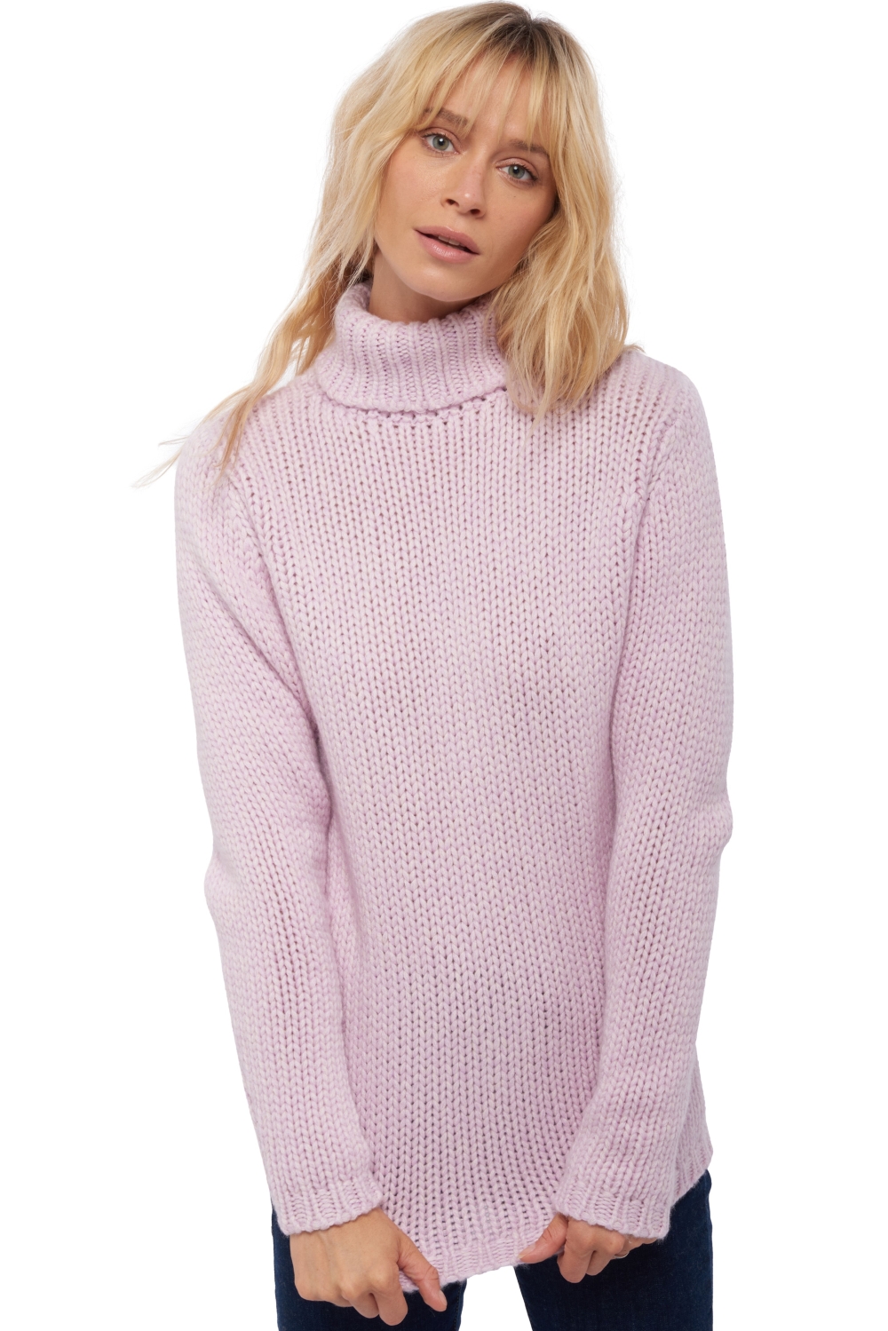 Cashmere ladies chunky sweater vicenza lilas shinking violet s