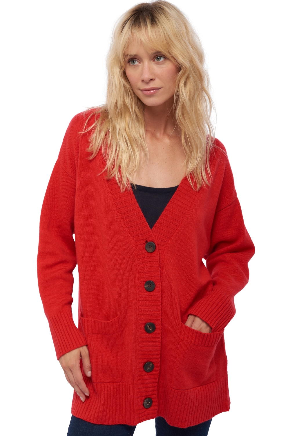 Cashmere ladies dresses coats vadena rouge xl