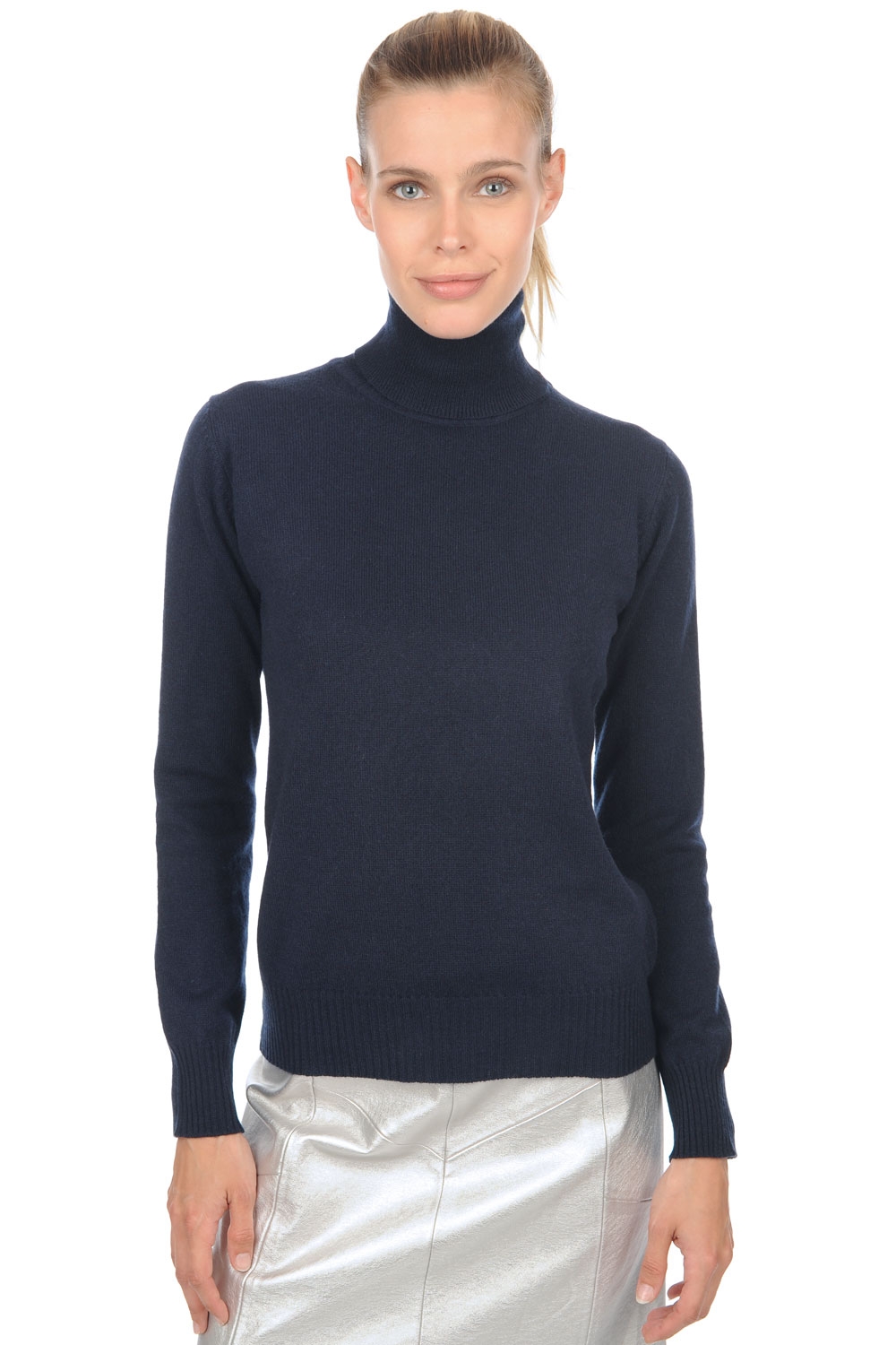 Cashmere ladies roll neck tale first dress blue m