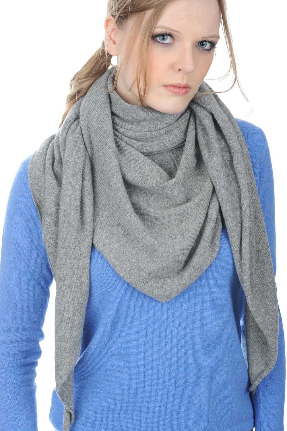 Cashmere ladies scarves mufflers argan grey marl one size