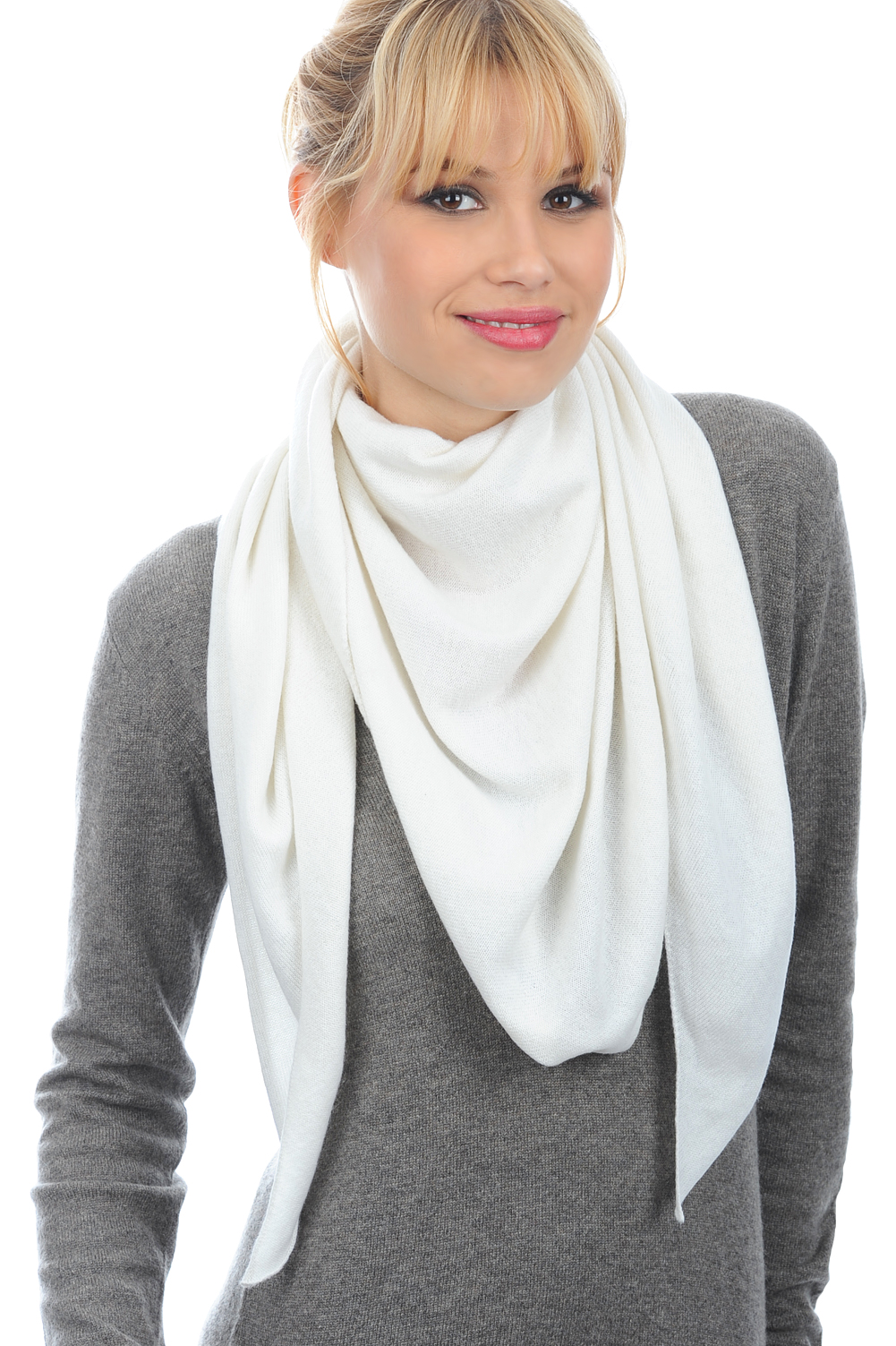 Cashmere ladies scarves mufflers argan off white one size