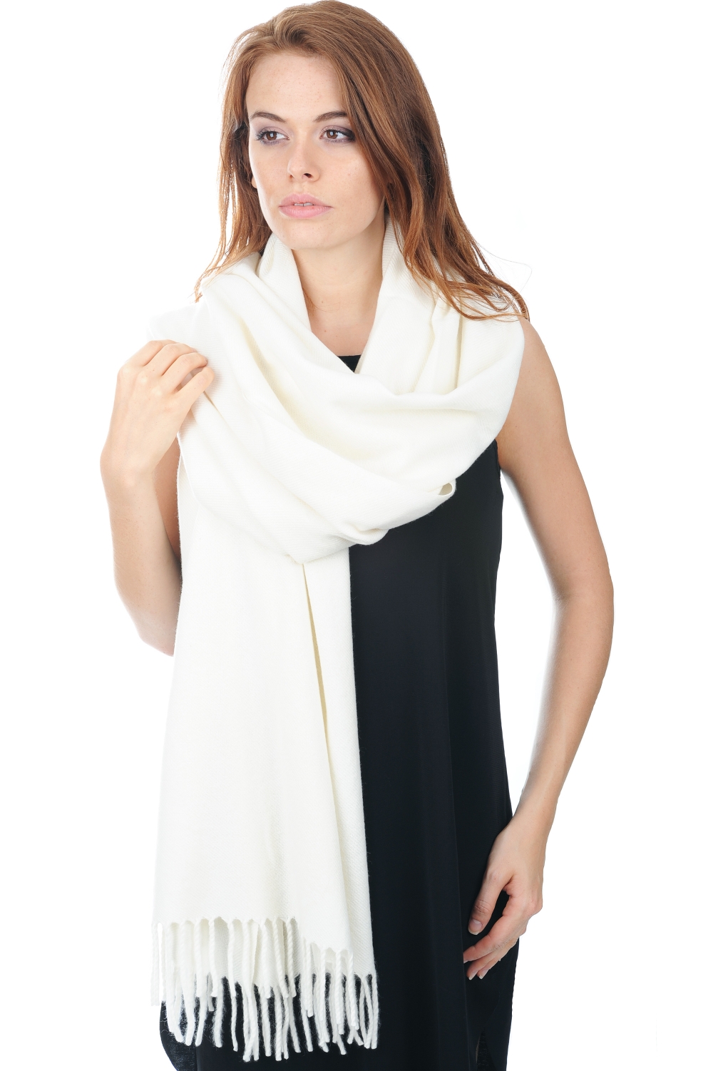 Cashmere ladies scarves mufflers niry ecru 200x90cm