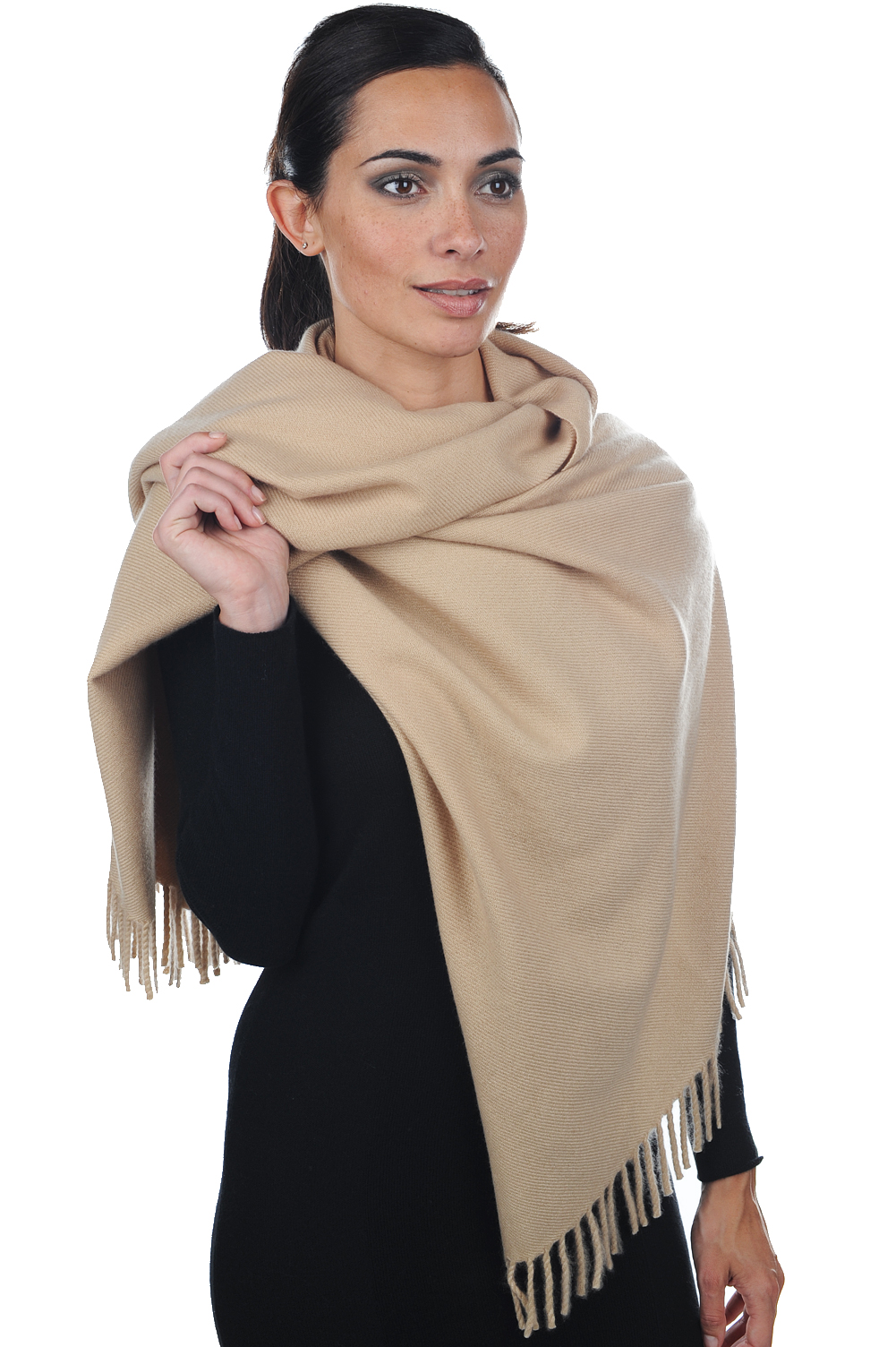 Cashmere ladies scarves mufflers niry fawn 200x90cm