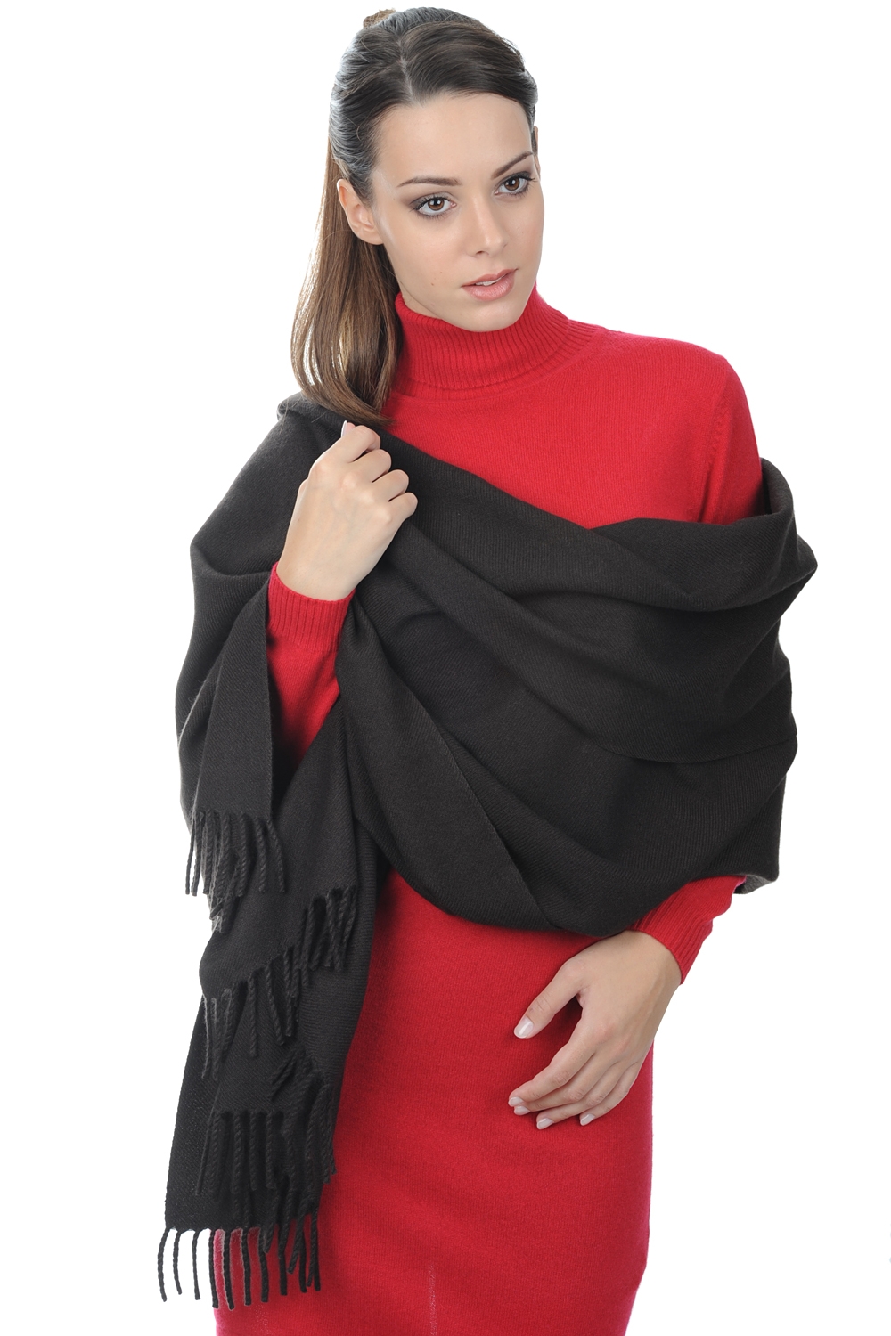 Cashmere ladies scarves mufflers niry licorice 200x90cm