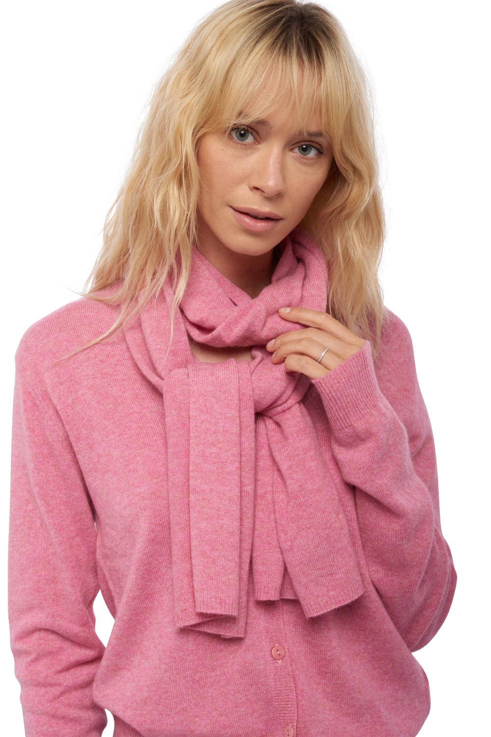 Cashmere ladies scarves mufflers ozone carnation pink 160 x 30 cm