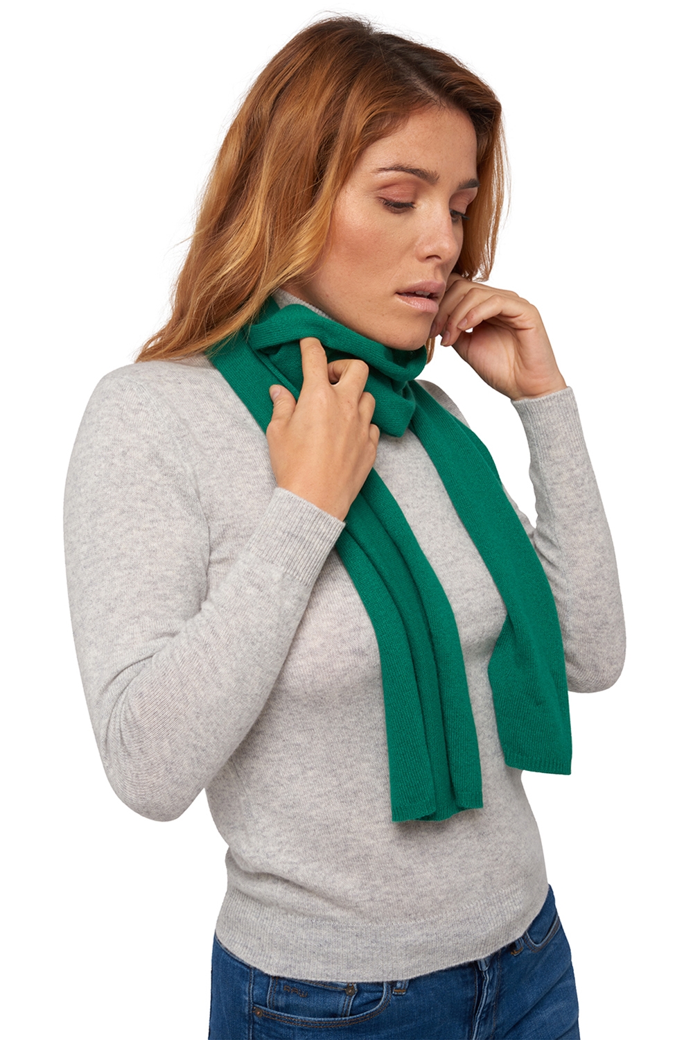 Cashmere ladies scarves mufflers ozone green grass 160 x 30 cm