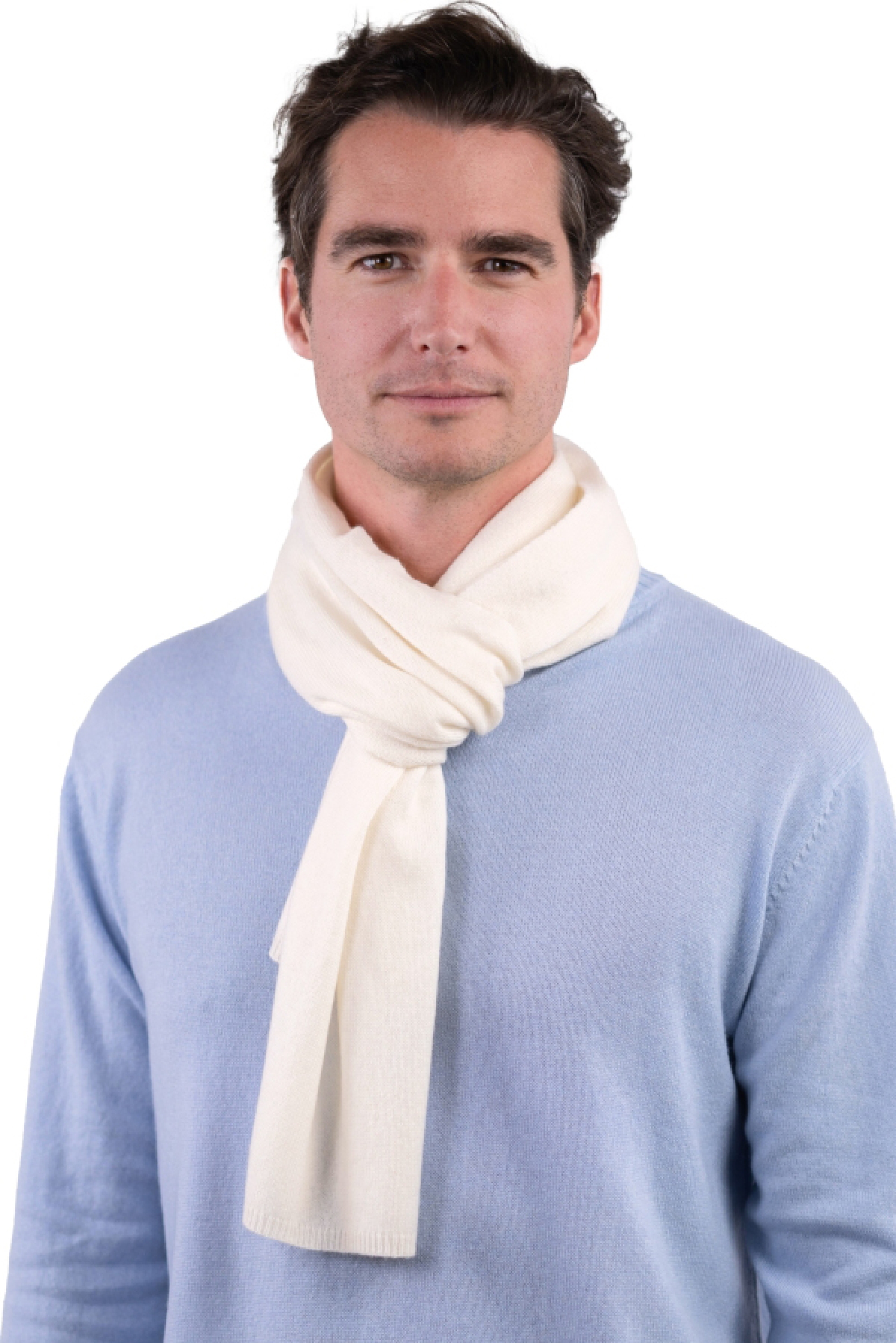 Cashmere ladies scarves mufflers ozone natural ecru 160 x 30 cm